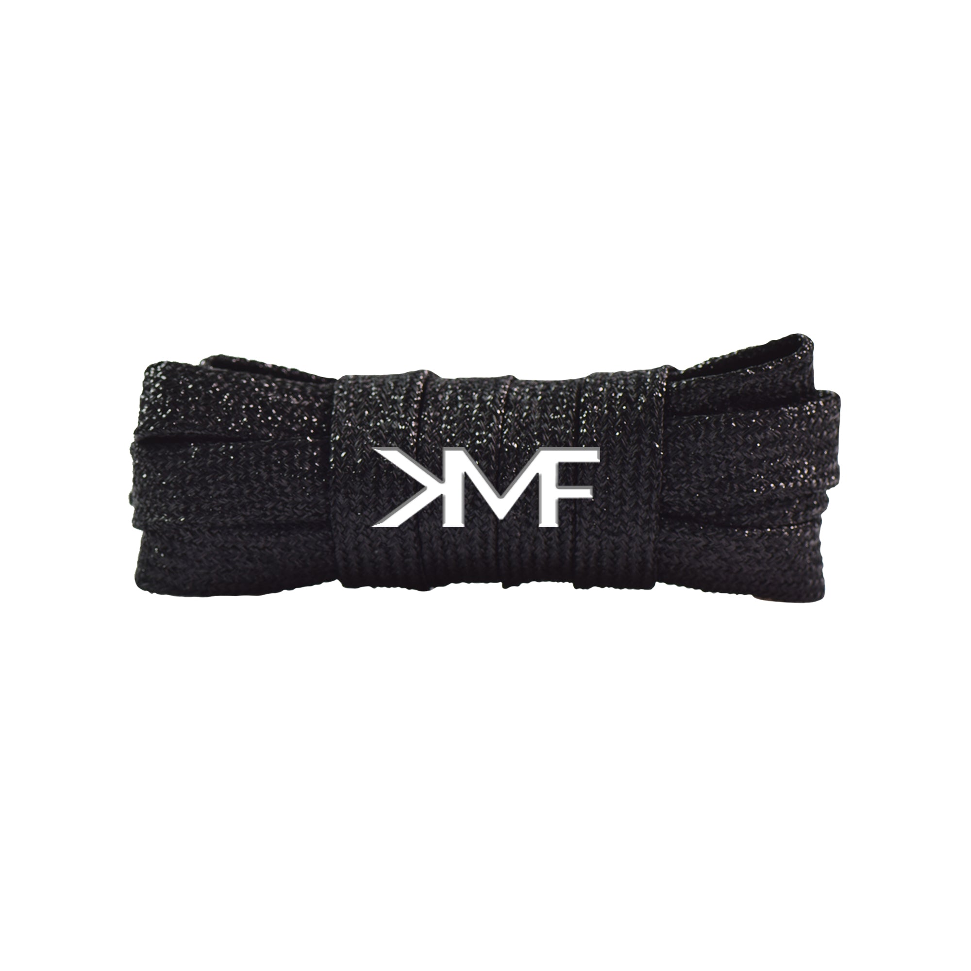 Black V1 Glitter Flat Shoelaces