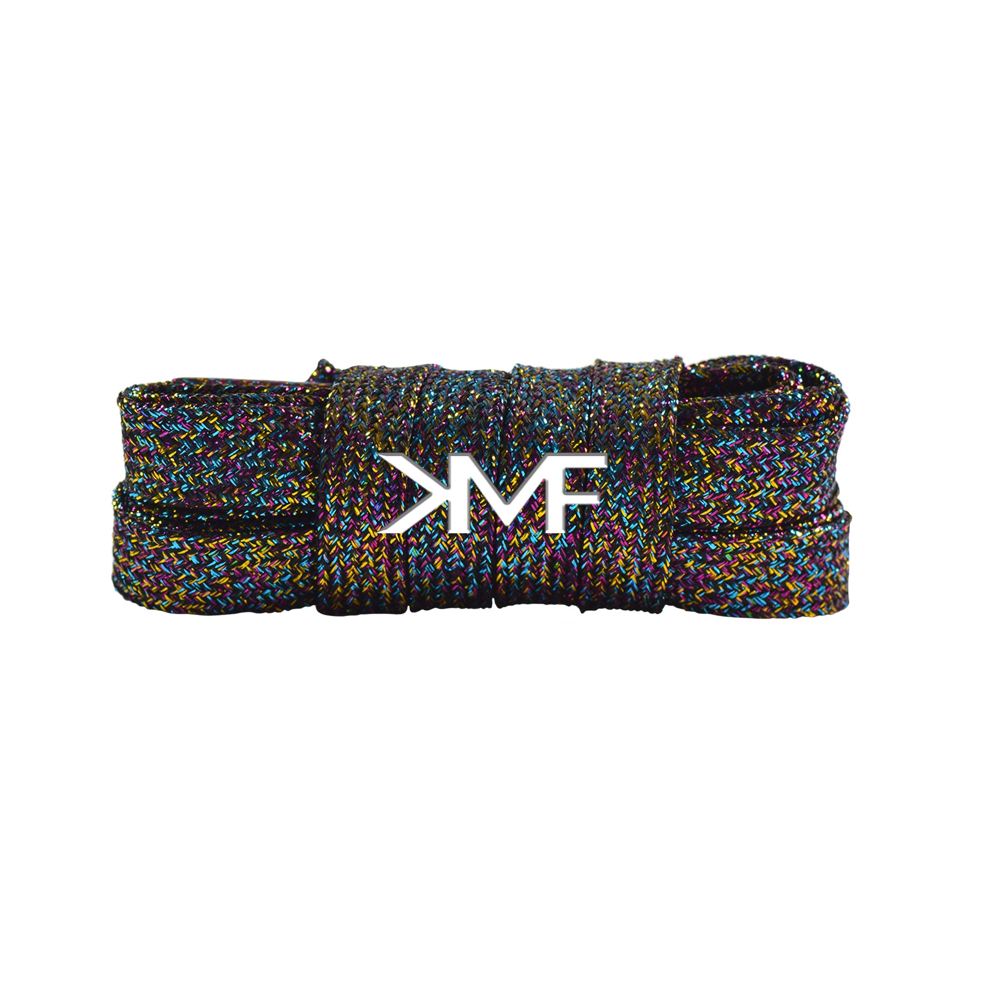 Black Multicolor V1 Glitter Flat Shoelaces