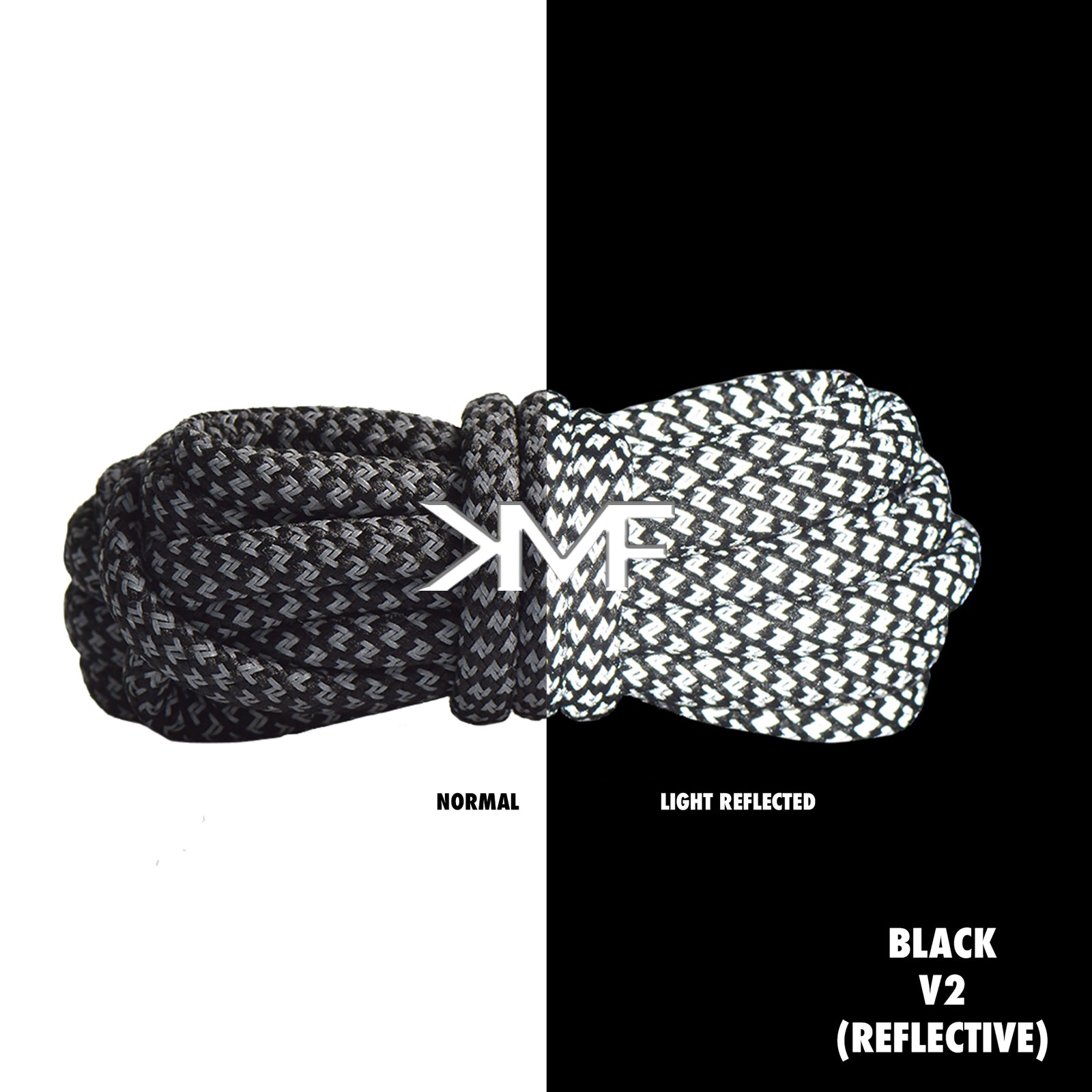 Black Reflective Boost 350 Premium Rope Shoelaces