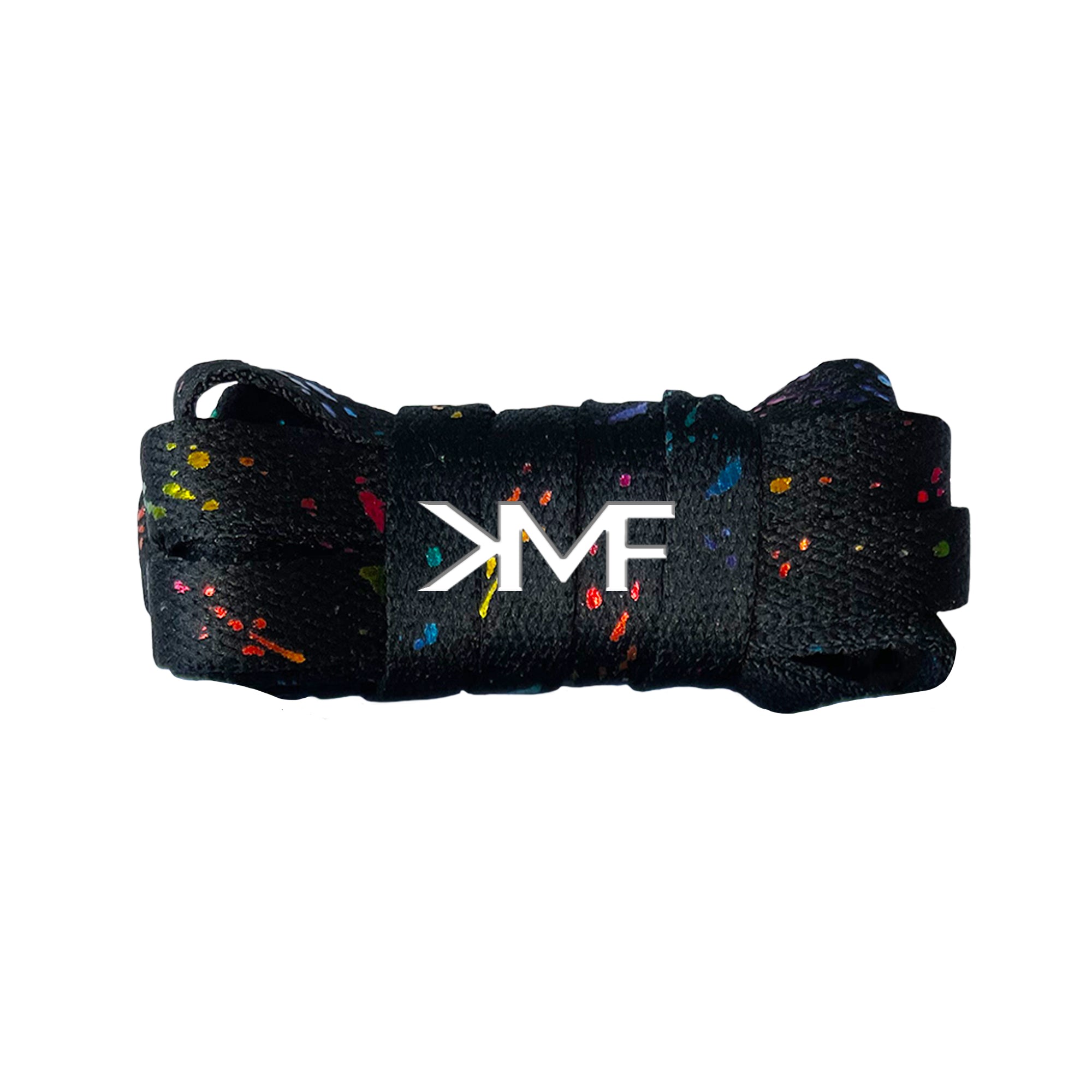 Black Multicolor Foil Splatter Flat Shoelaces