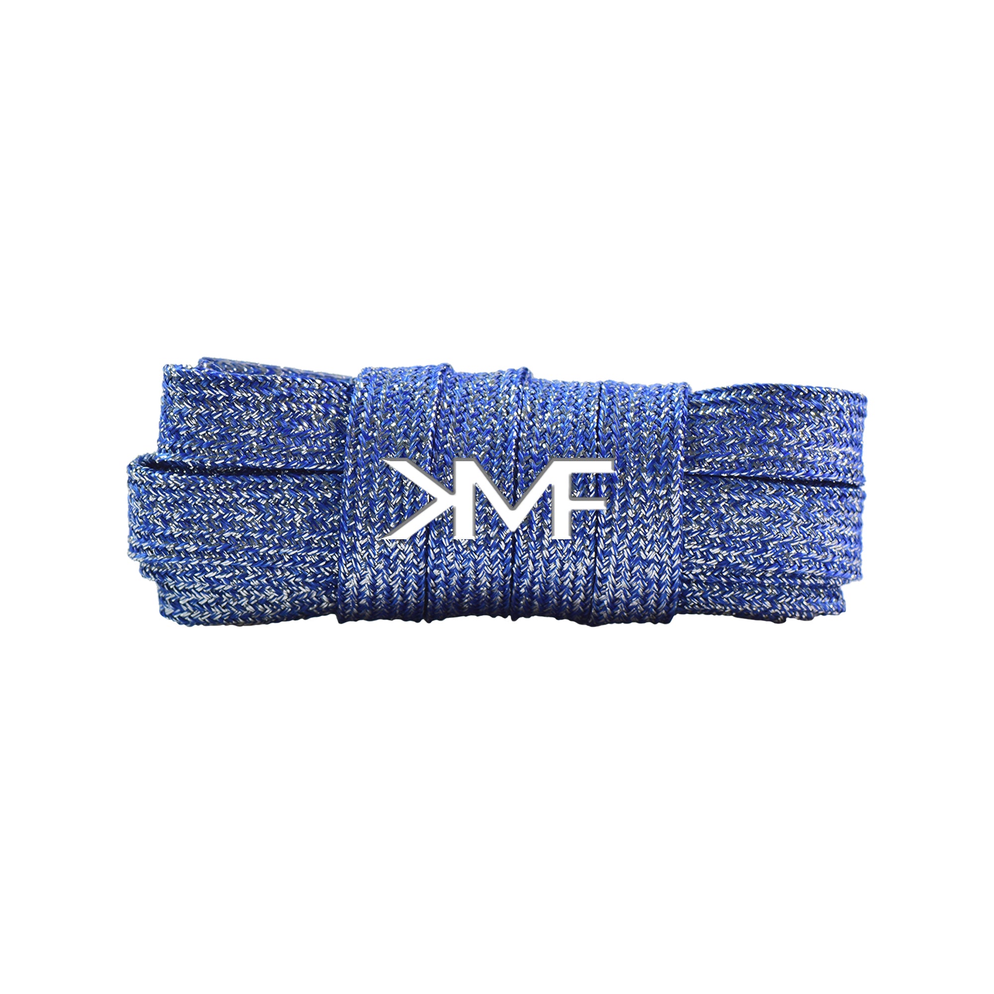 Blue & Silver V1 Glitter Flat Shoelaces