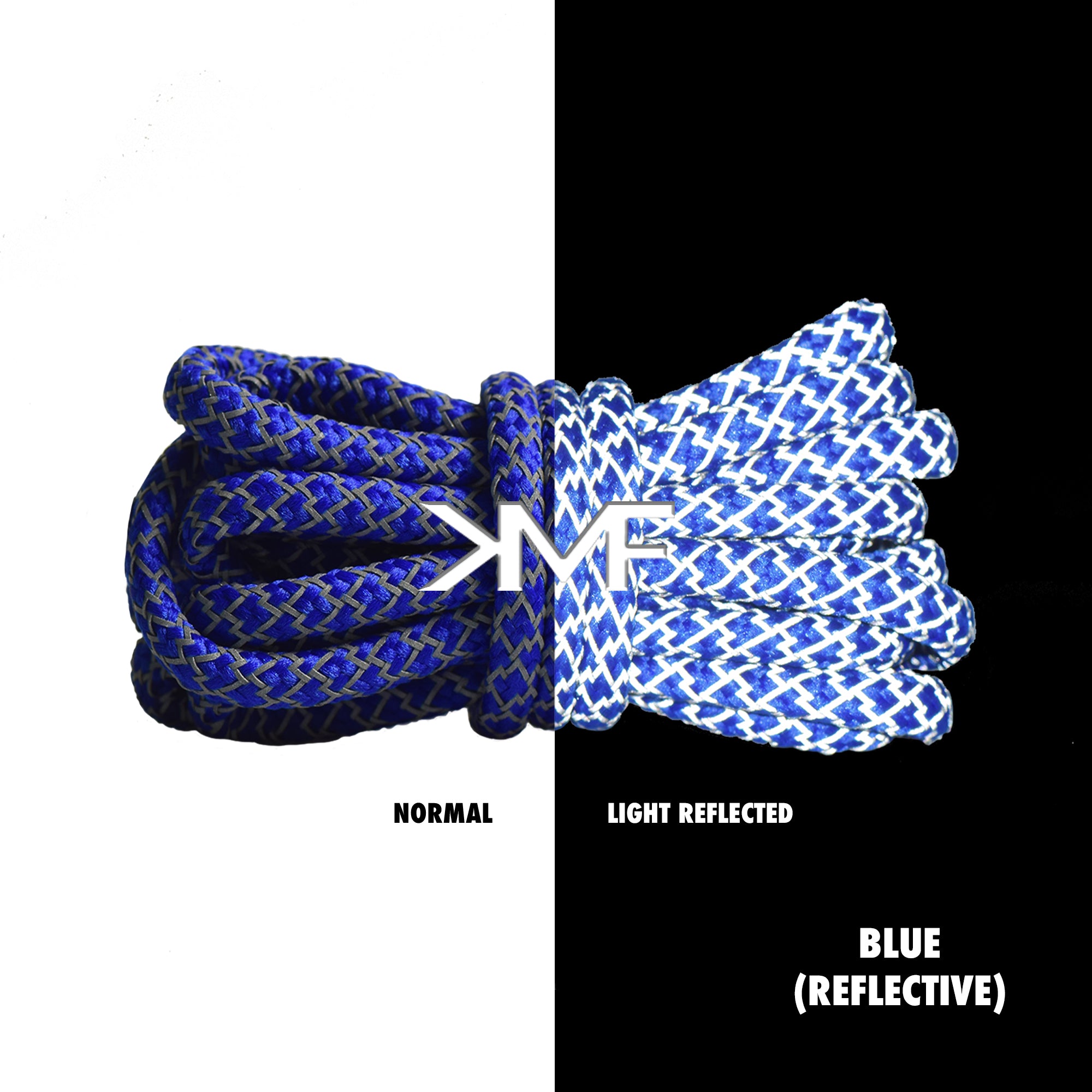 Blue Classic Reflective Rope Shoelaces