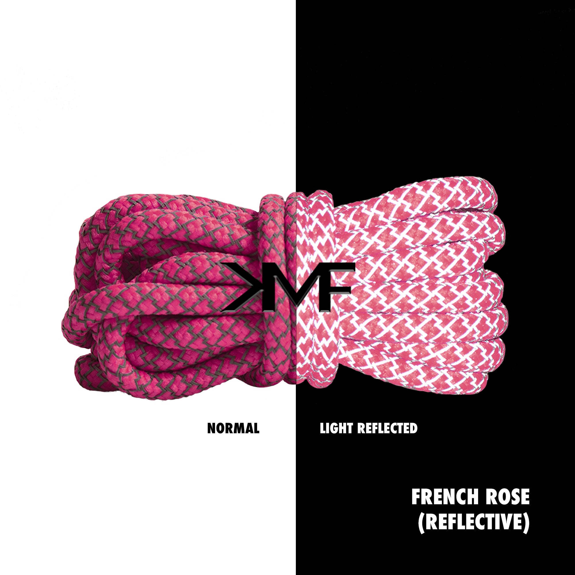 French Rose Classic Reflective Rope Shoelaces