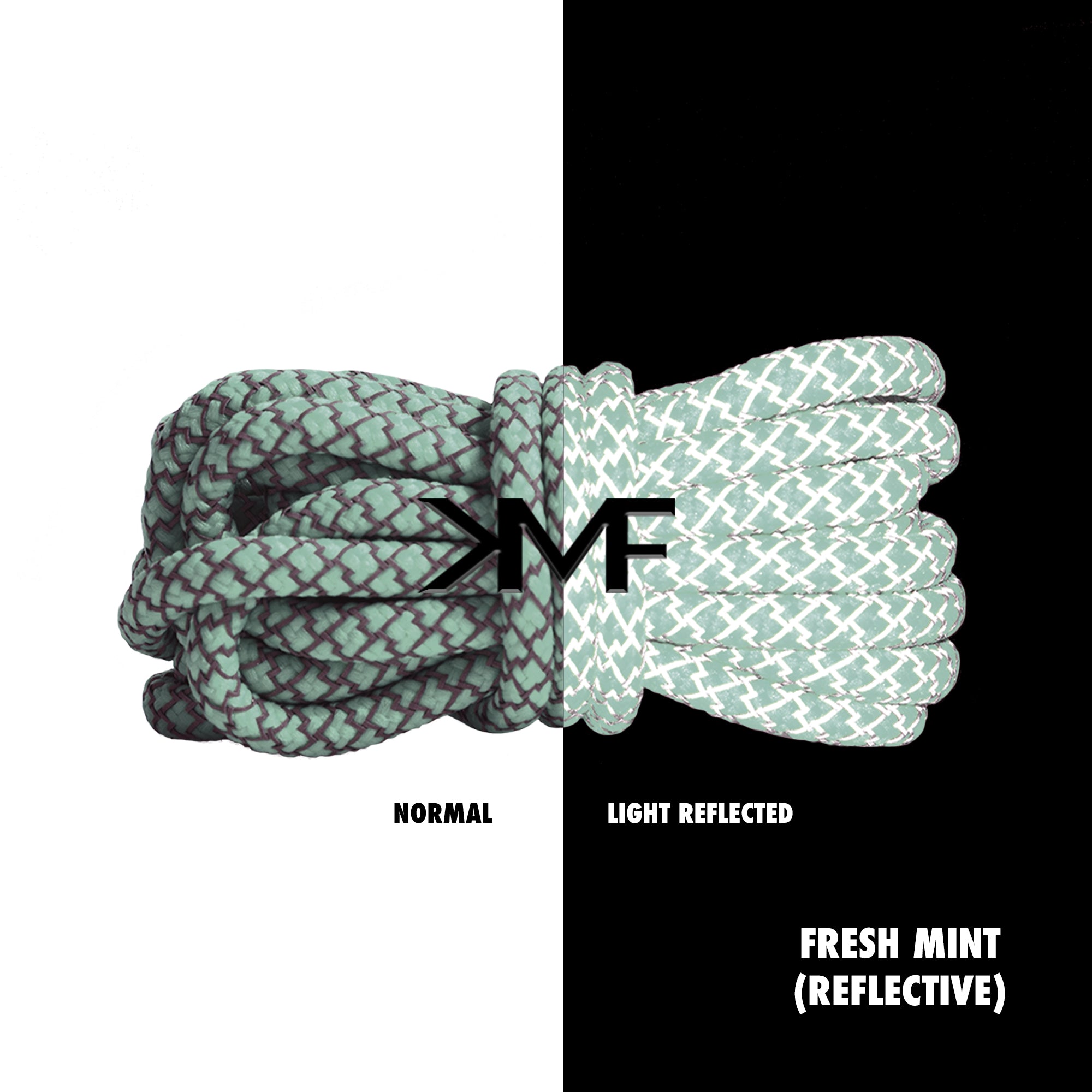 Fresh Mint Classic Reflective Rope Shoelaces