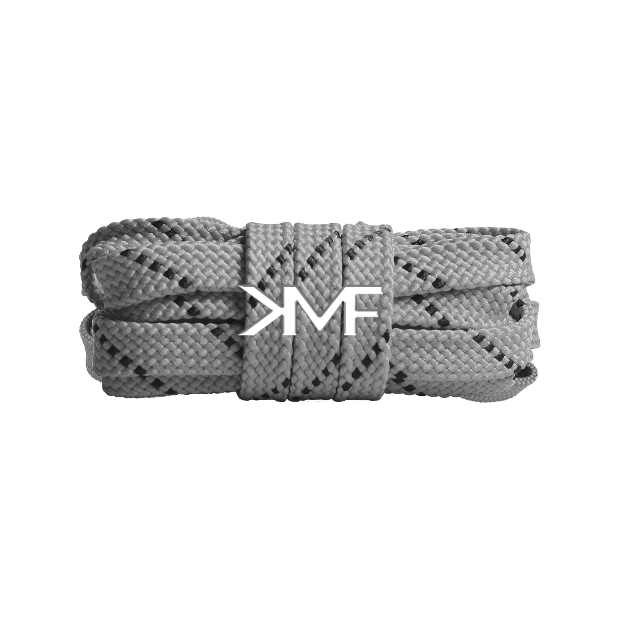 Silver Grey & Black Premium Pattern Flat Shoelaces