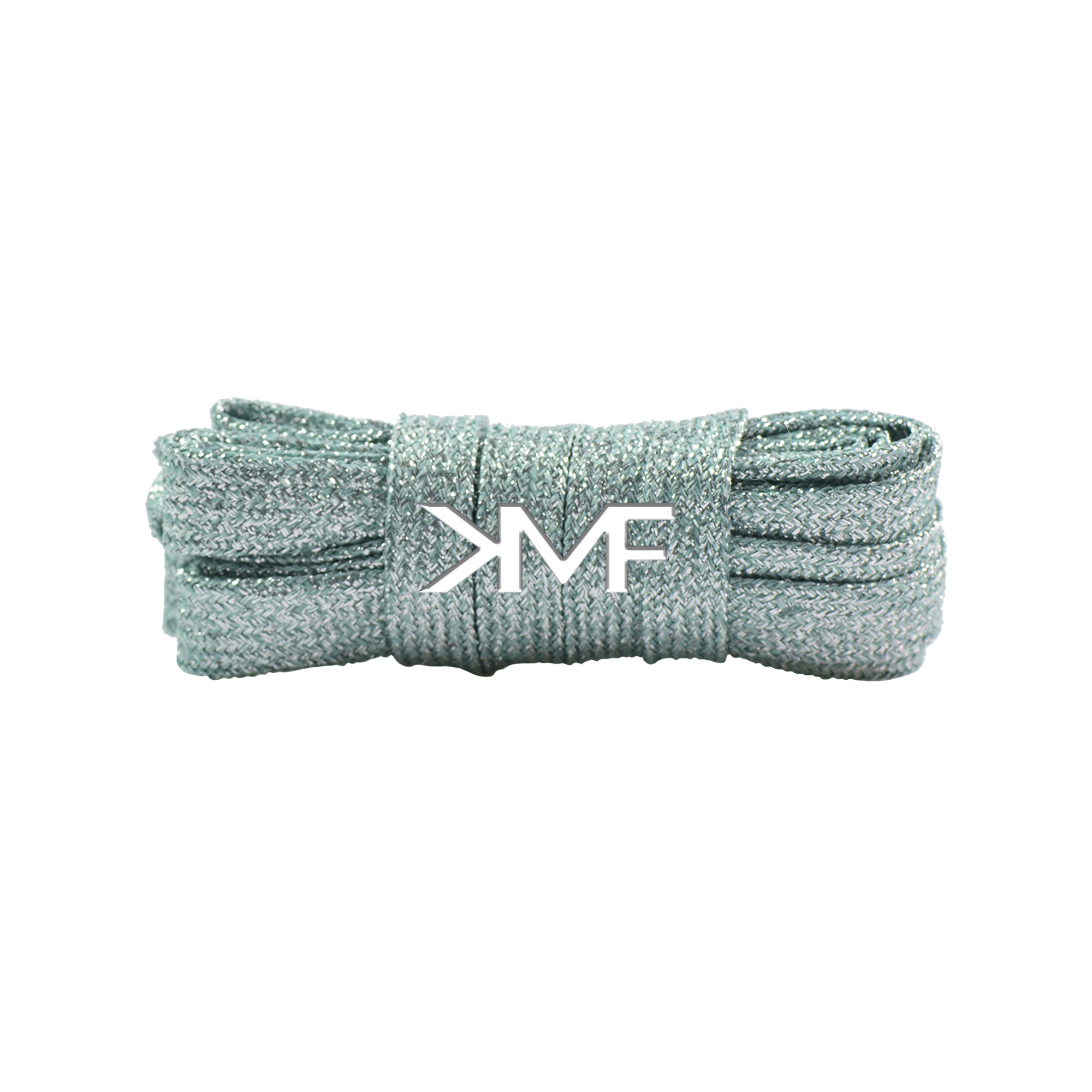 Ice Mint & Silver V1 Glitter Flat Shoelaces