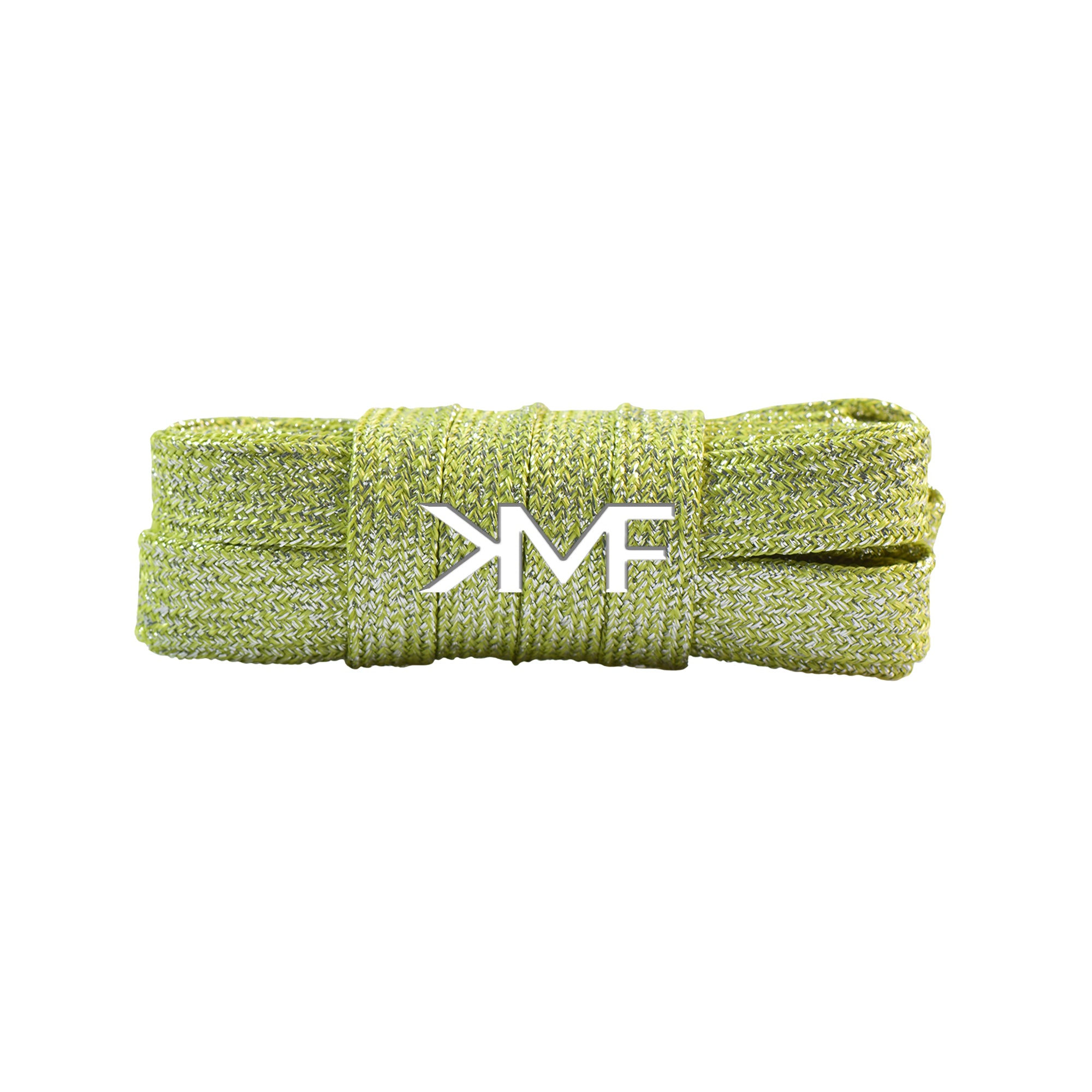 Lemon Lime & Silver V1 Glitter Flat Shoelaces