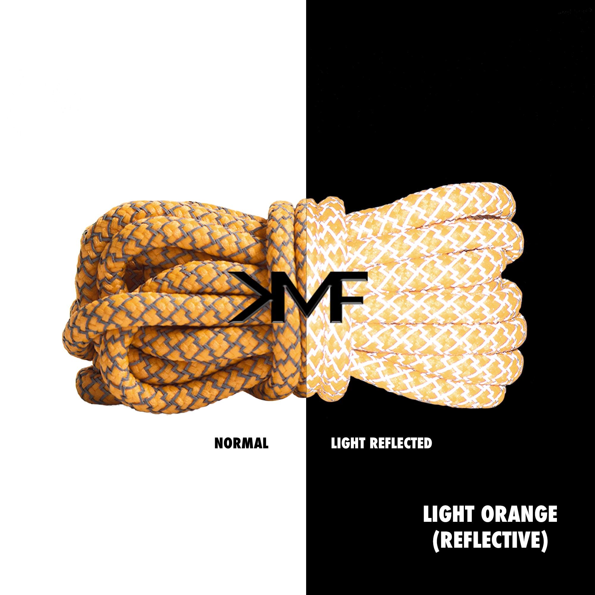 Light Orange Classic Reflective Rope Shoelaces