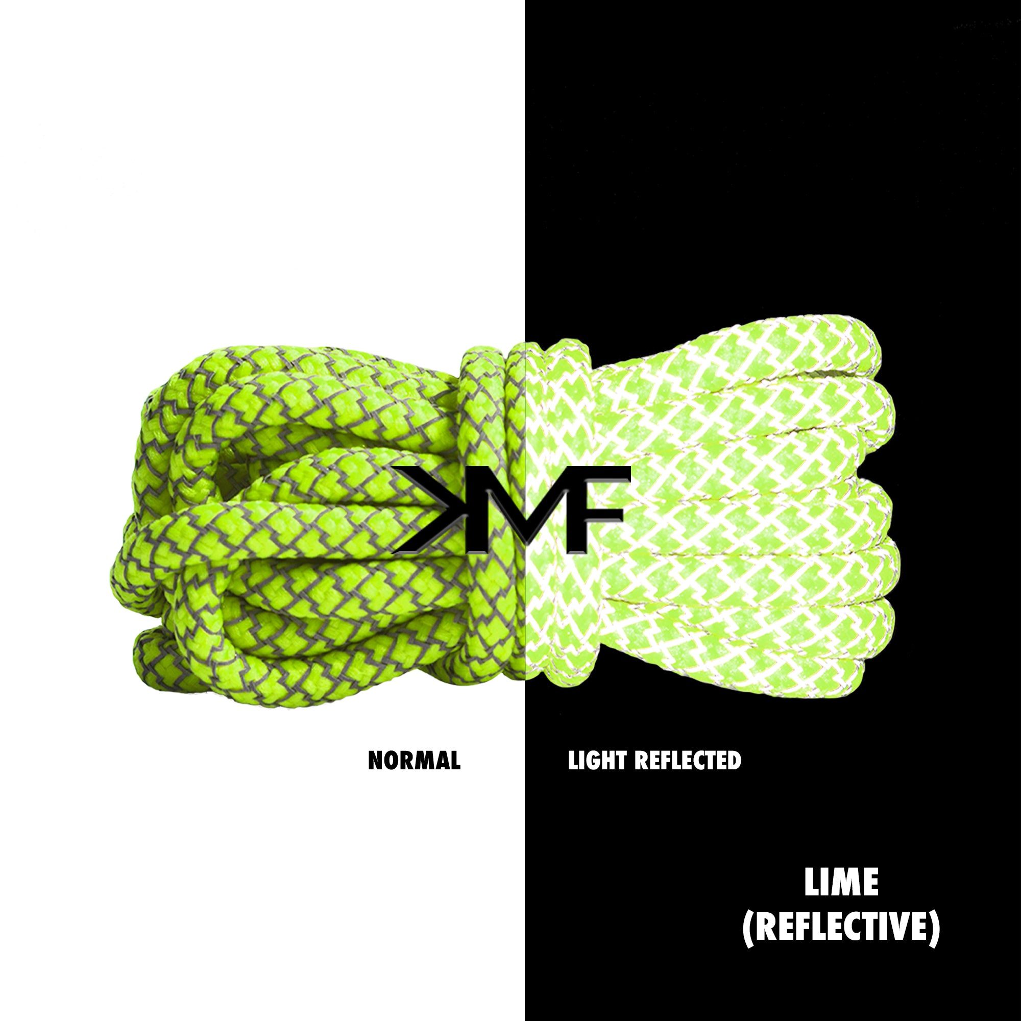 Lime Classic Reflective Rope Shoelaces