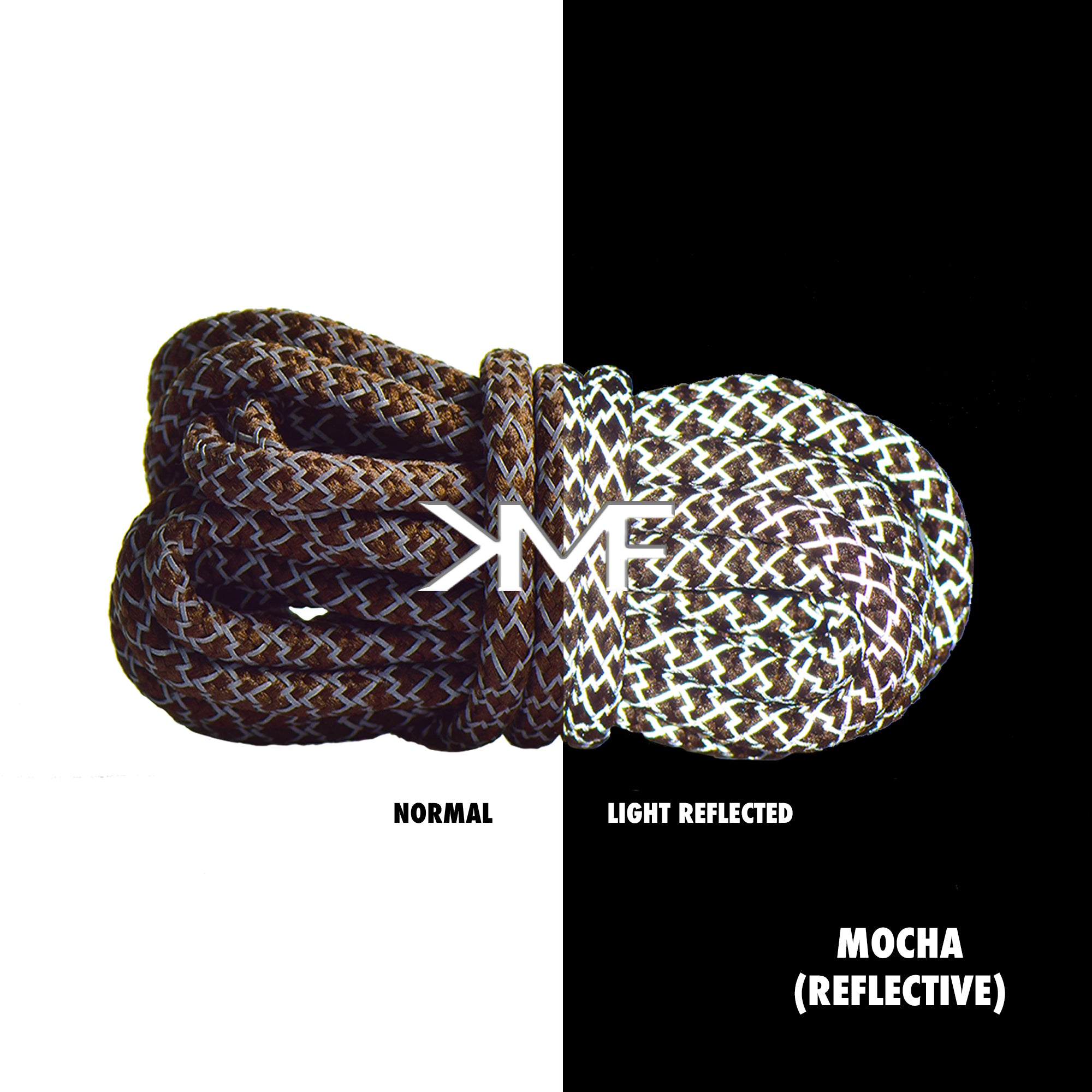 Mocha Classic Reflective Rope Shoelaces
