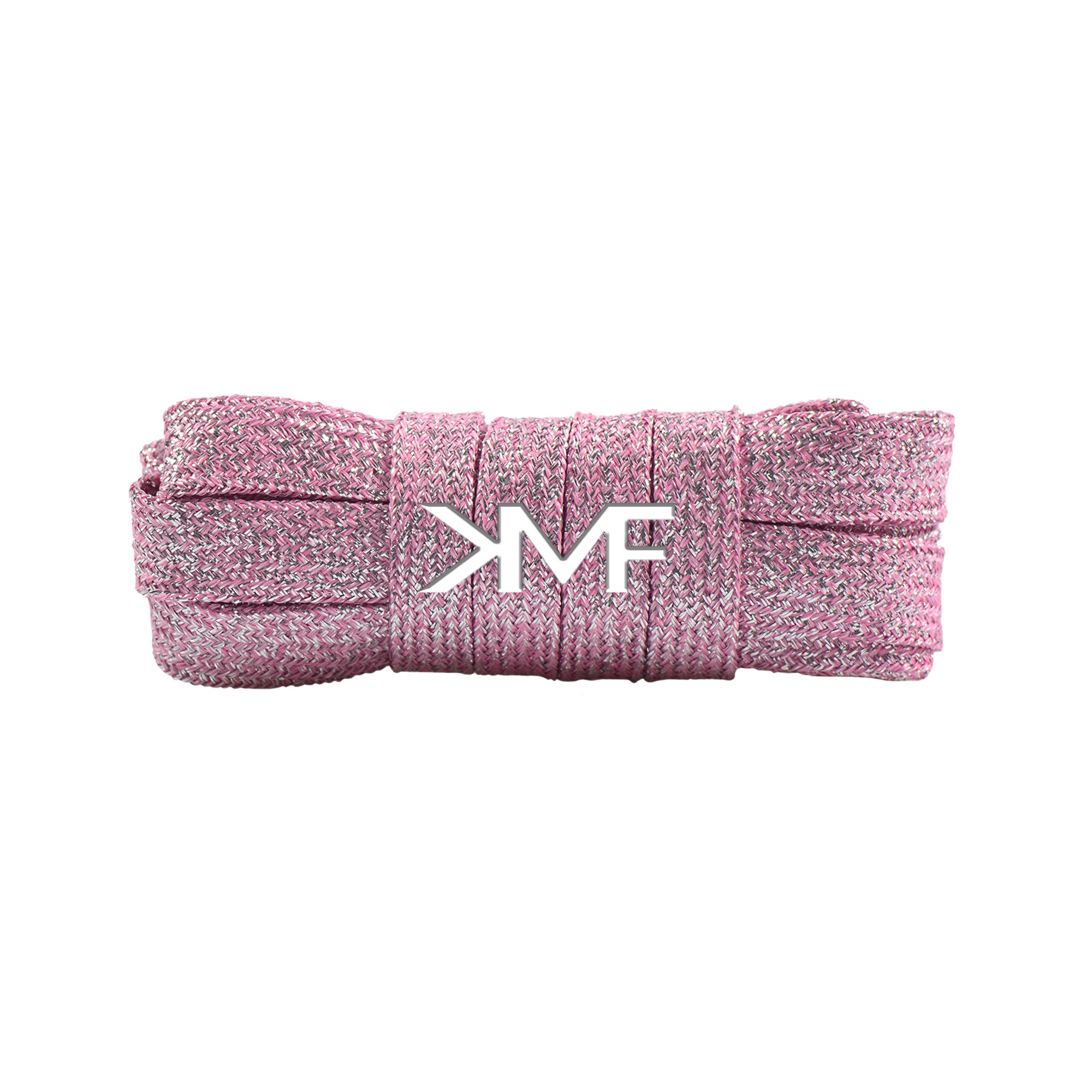 Pink & Silver V1 Glitter Flat Shoelaces