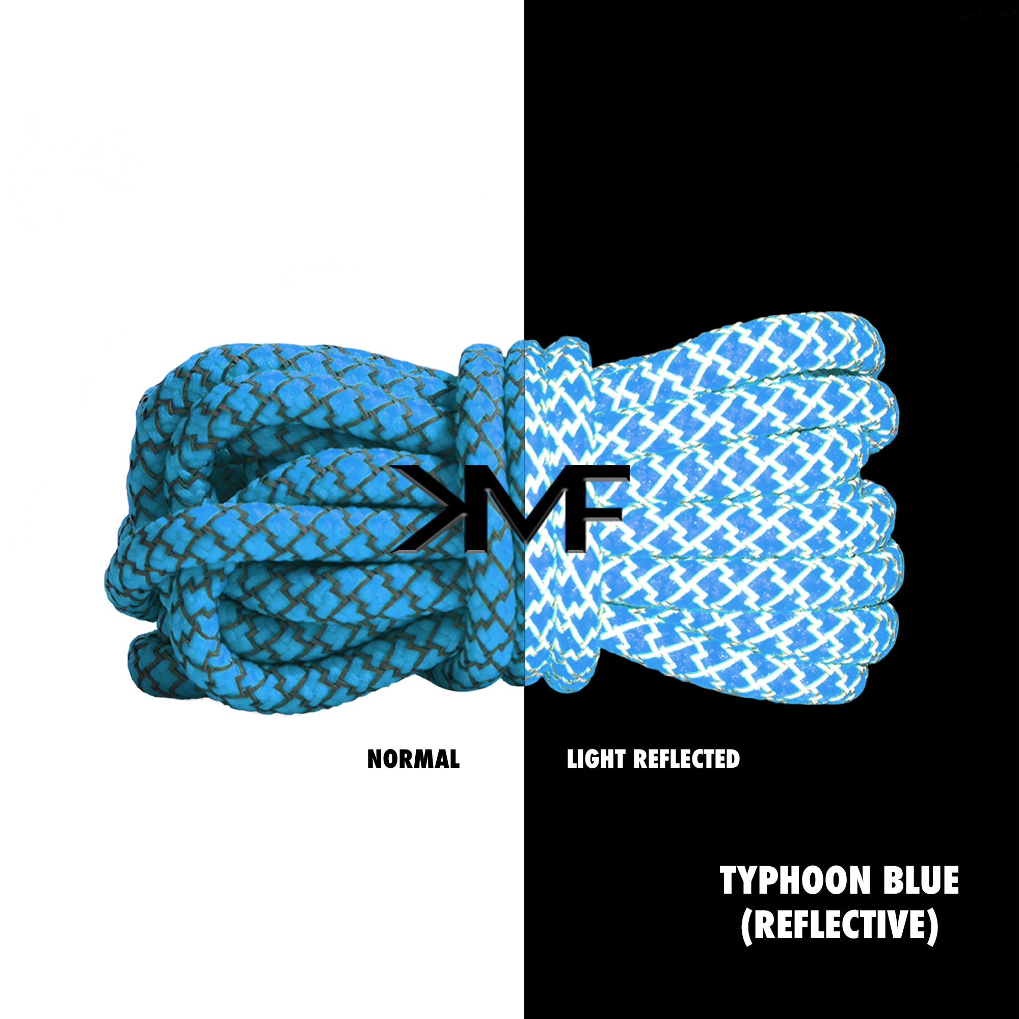 Typhoon Blue Classic Reflective Rope Shoelaces