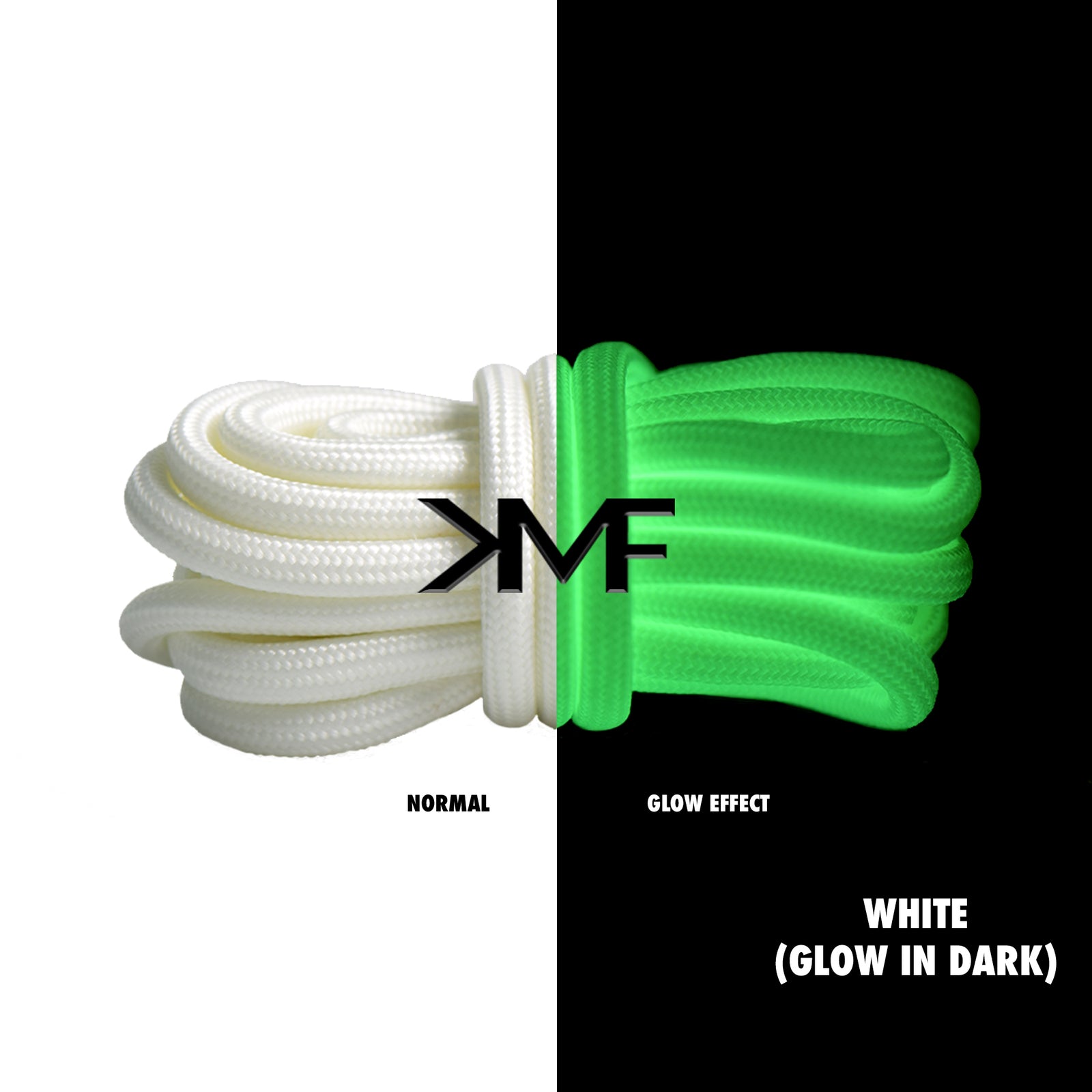 White Glow In Dark Boost 350 Premium Rope Shoelaces
