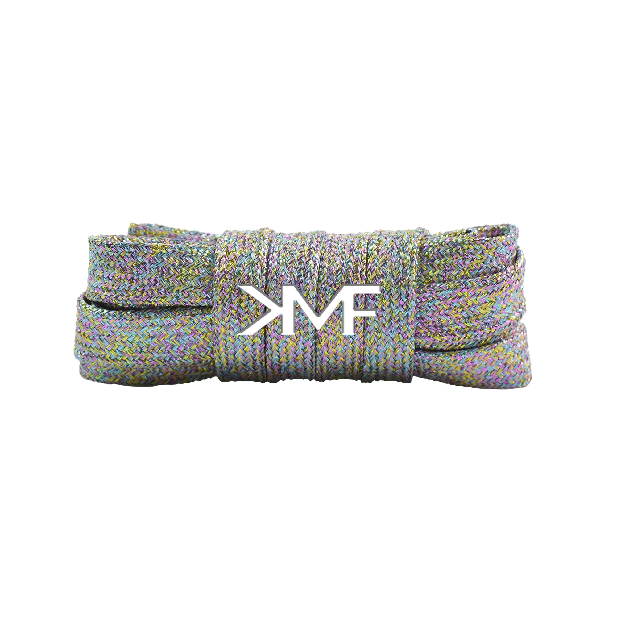 White Multicolor V1 Glitter Flat Shoelaces