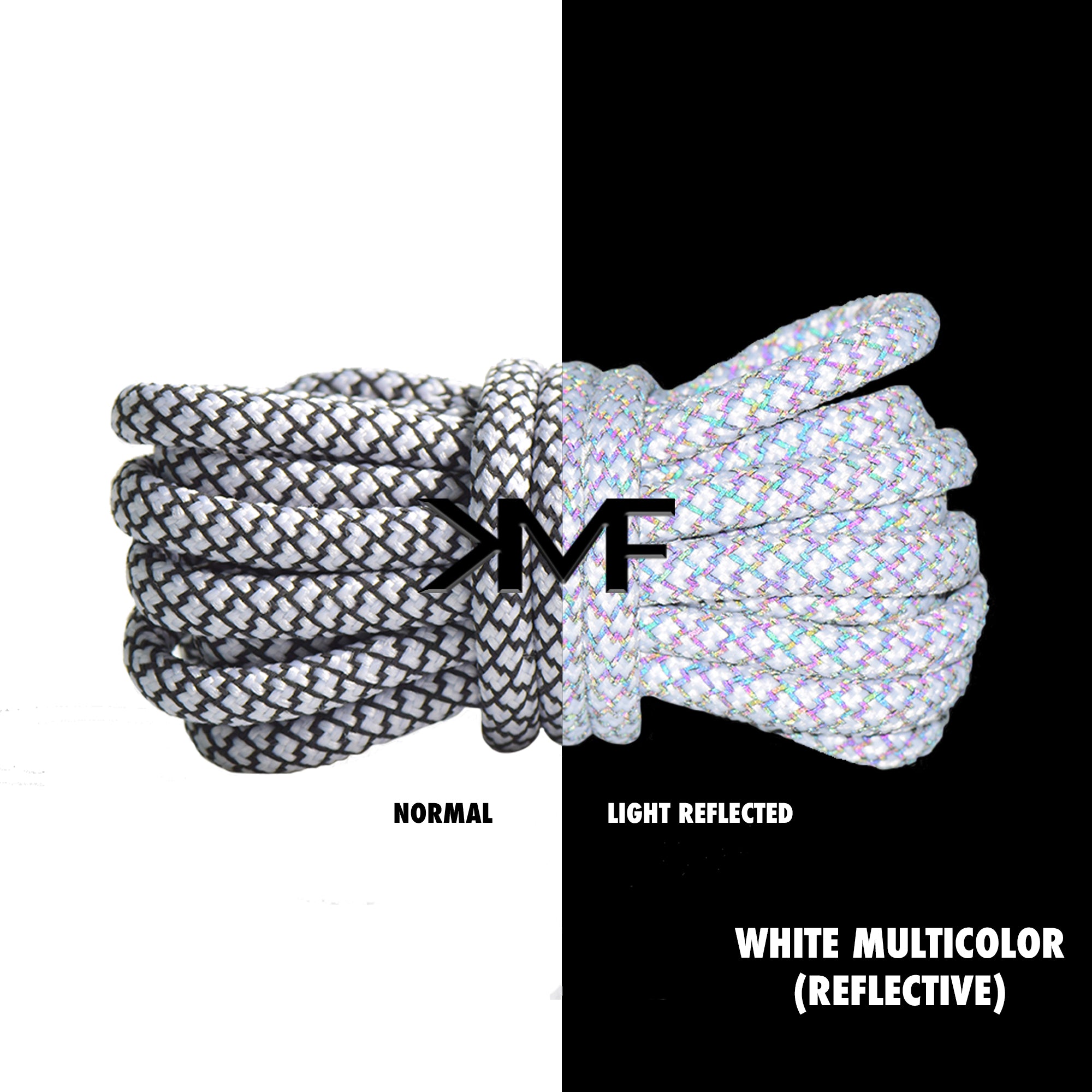 White Multicolor Classic Reflective Rope Shoelaces