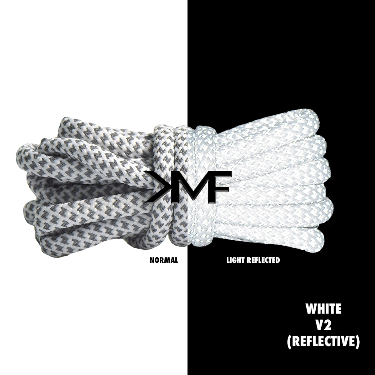 White Reflective Boost 350 Premium Rope Shoelaces