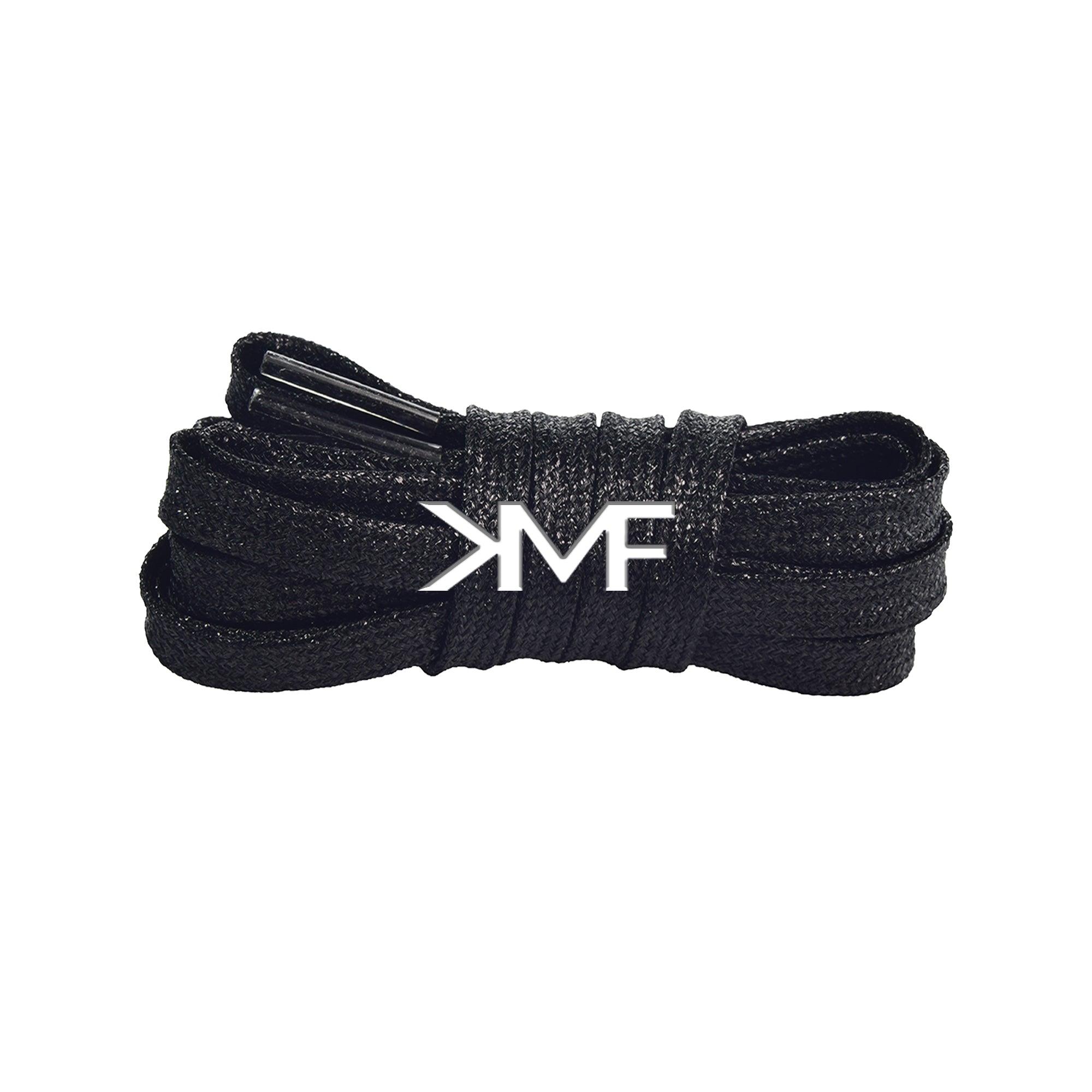 Black Slim Glitter Flat Shoelaces