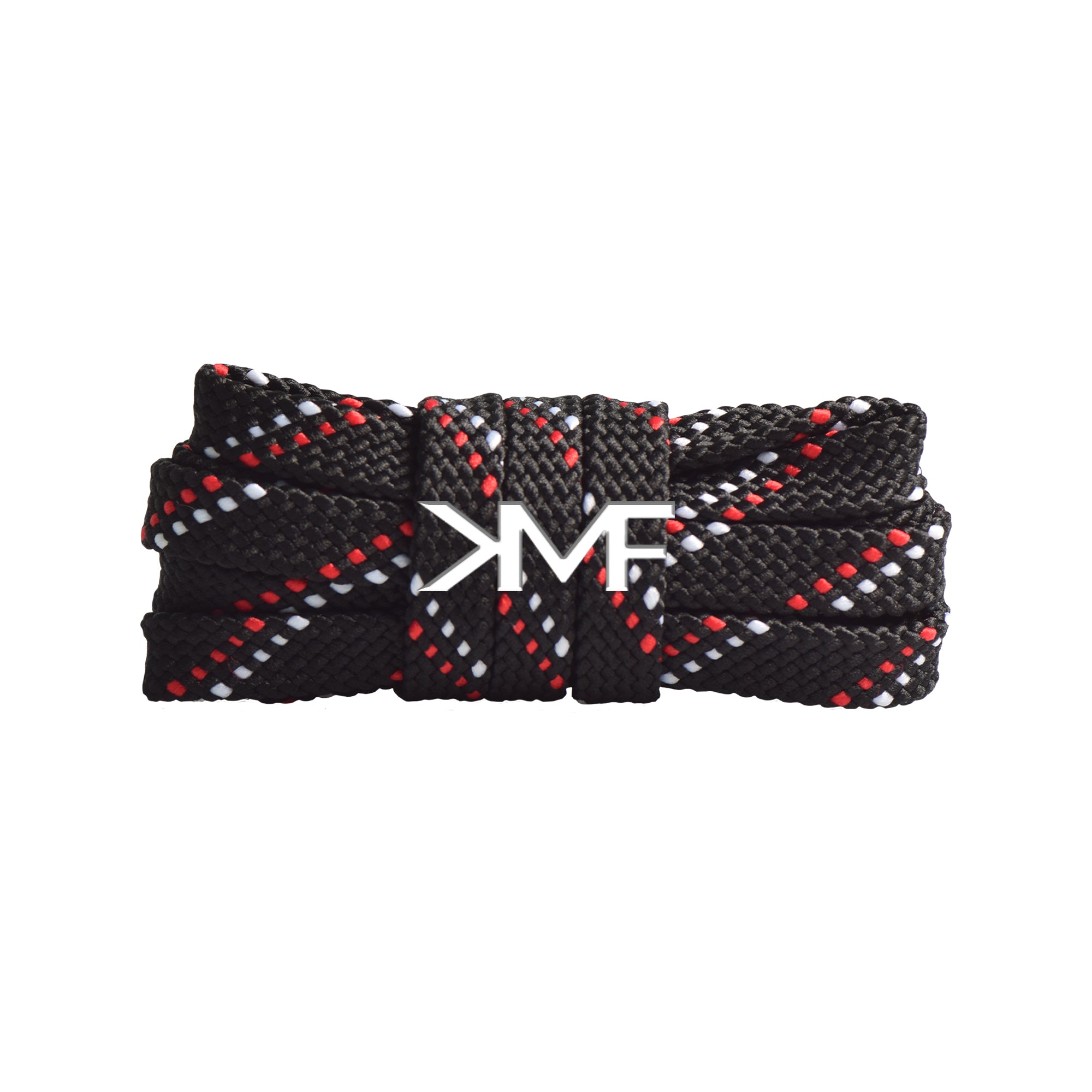 Black , Red & White Premium Pattern Flat Shoelaces