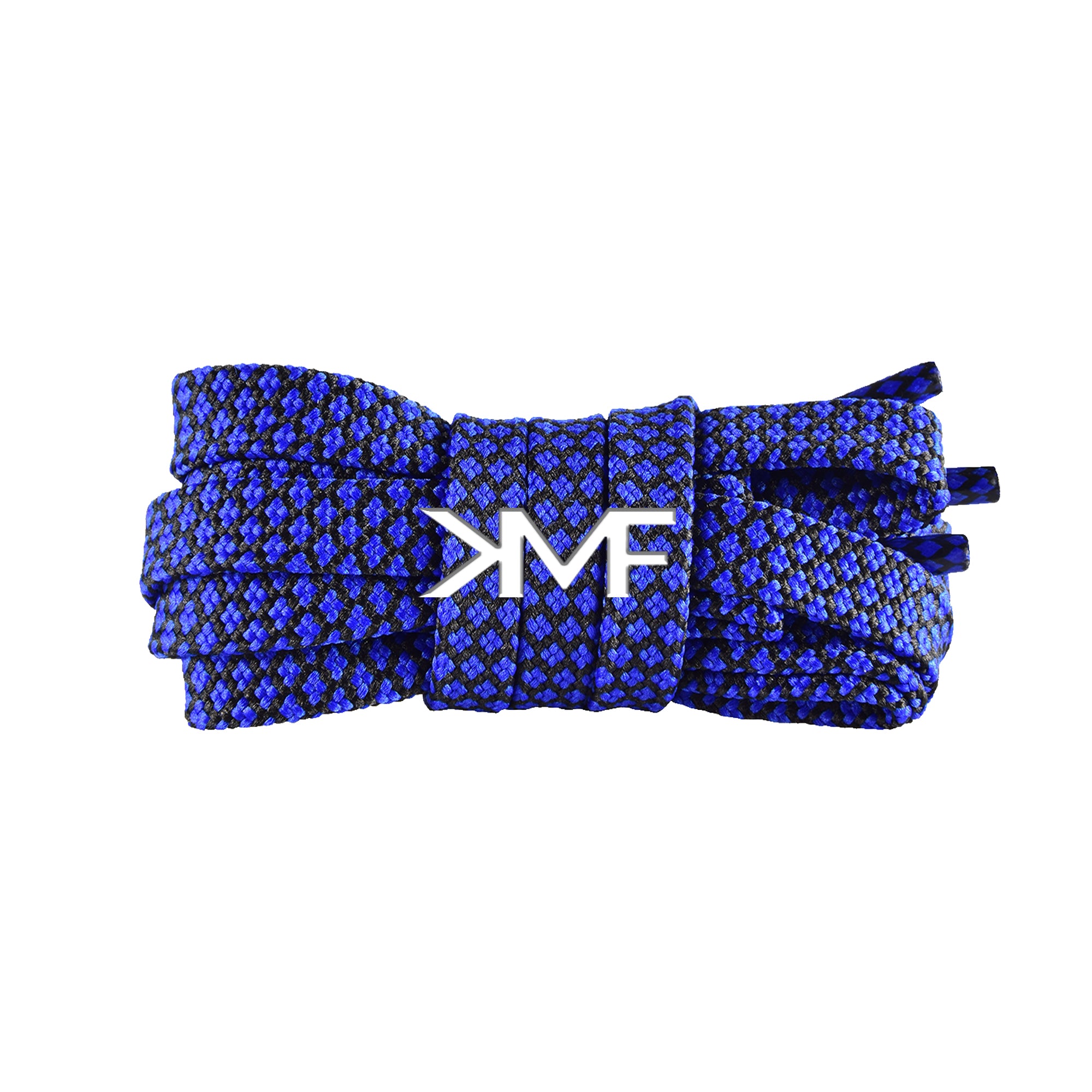 Blue & Black Honeycomb Flat Shoelaces