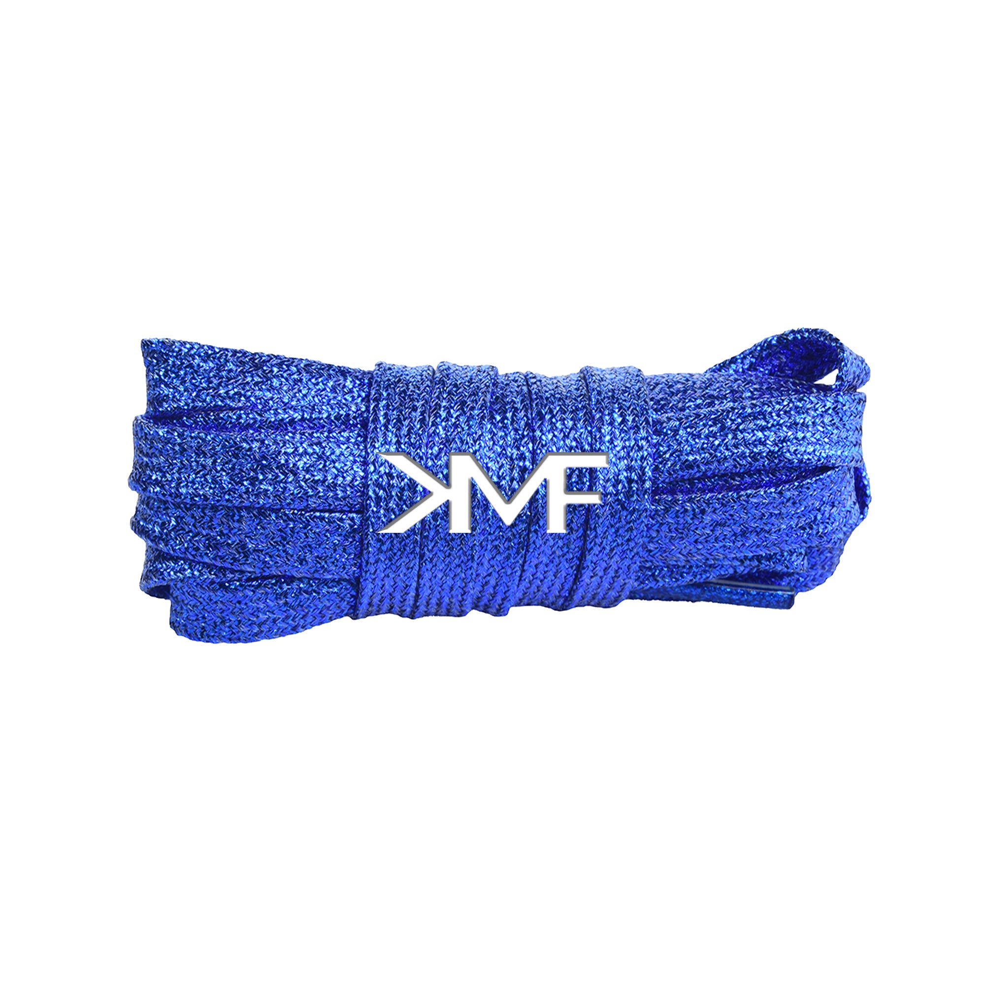 Blue Slim Glitter Flat Shoelaces