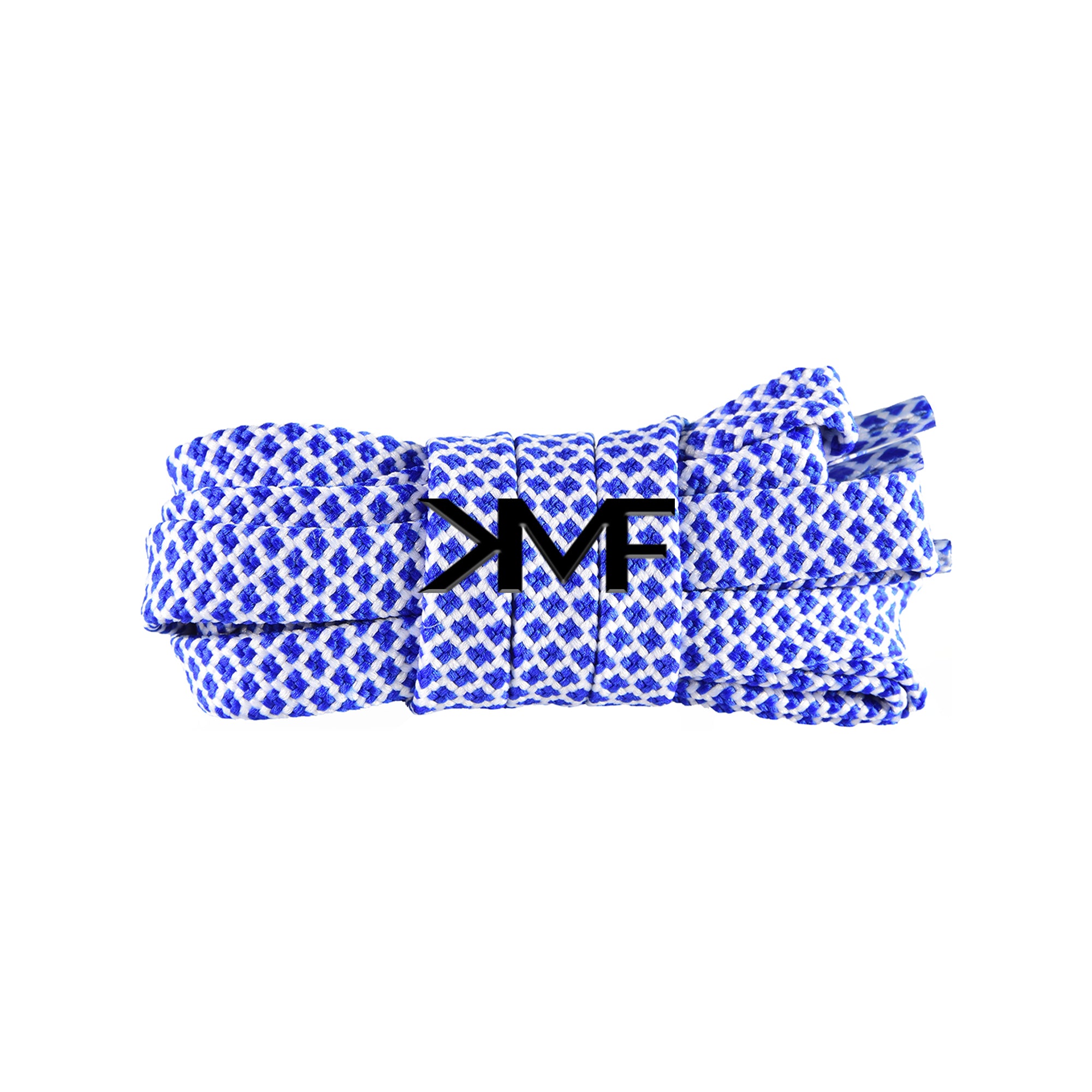 Blue & White Honeycomb Flat Shoelaces