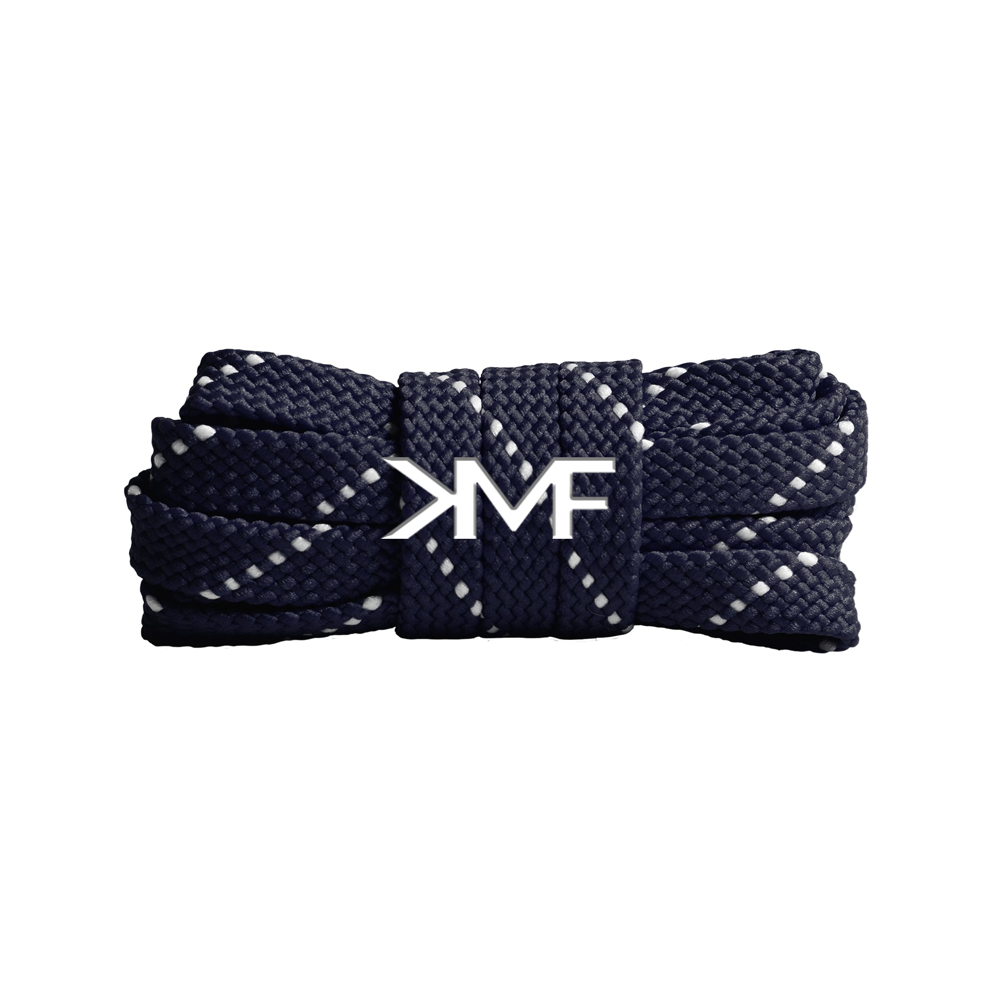 Deep Navy & White Premium Pattern Flat Shoelaces