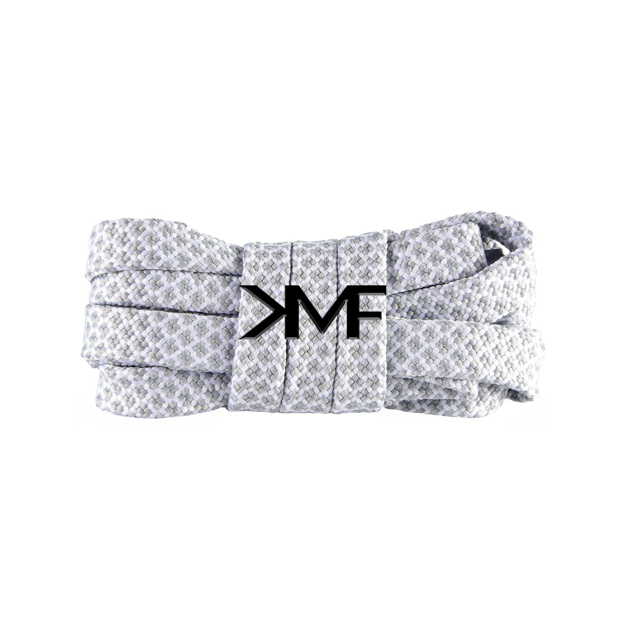 White & Grey Honeycomb Flat Shoelaces