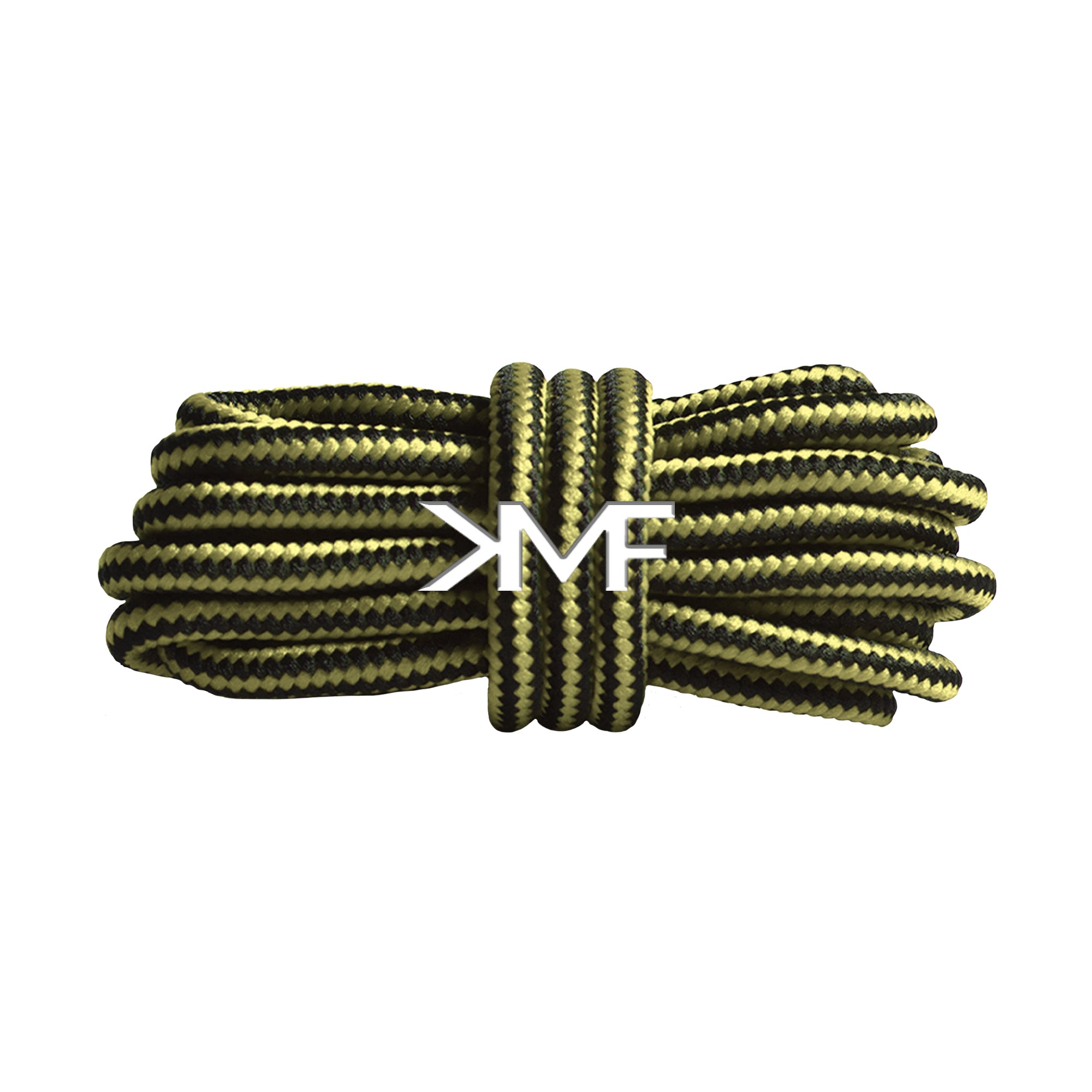Pale Yellow & Black Boot Rope Shoelaces