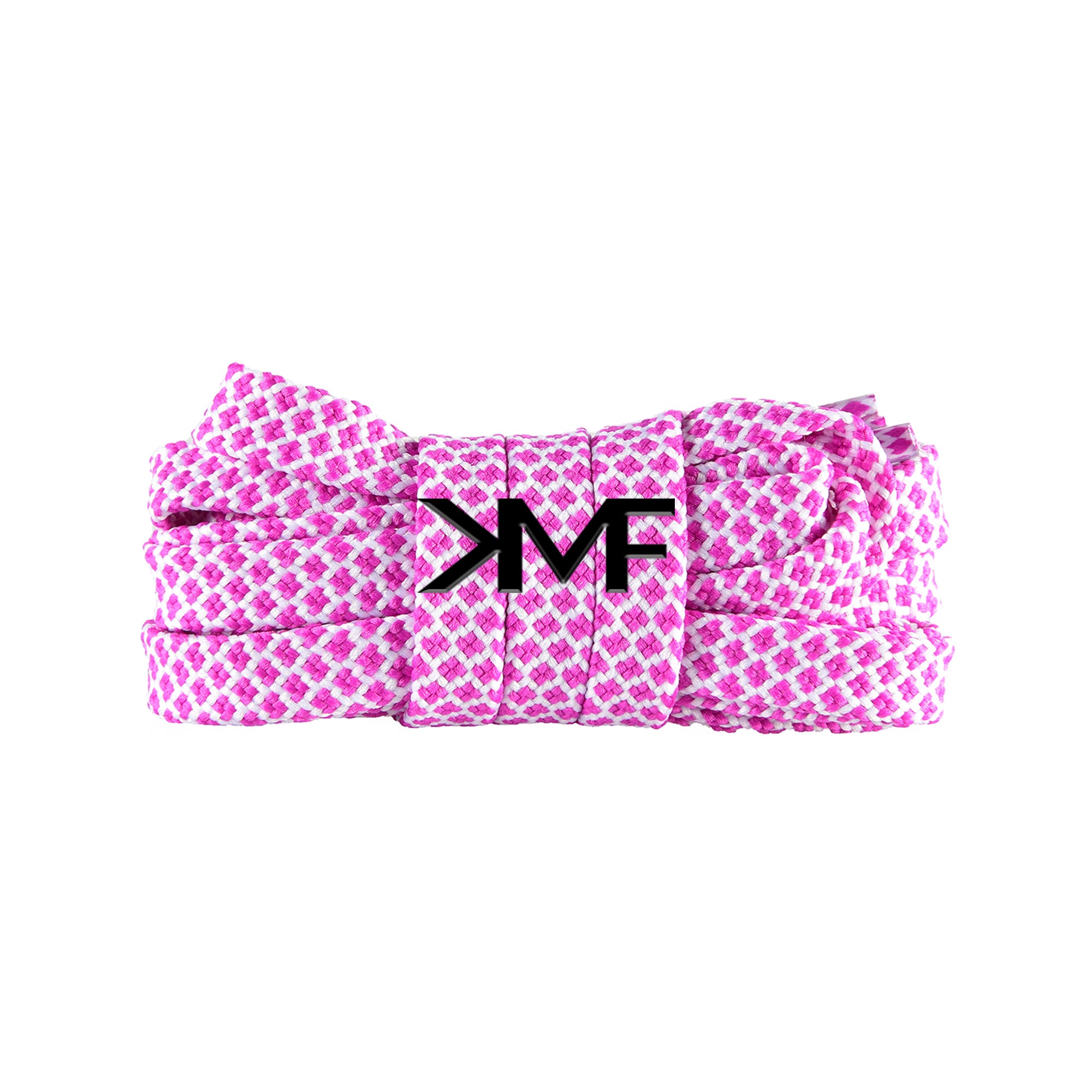Pink & White Honeycomb Flat Shoelaces