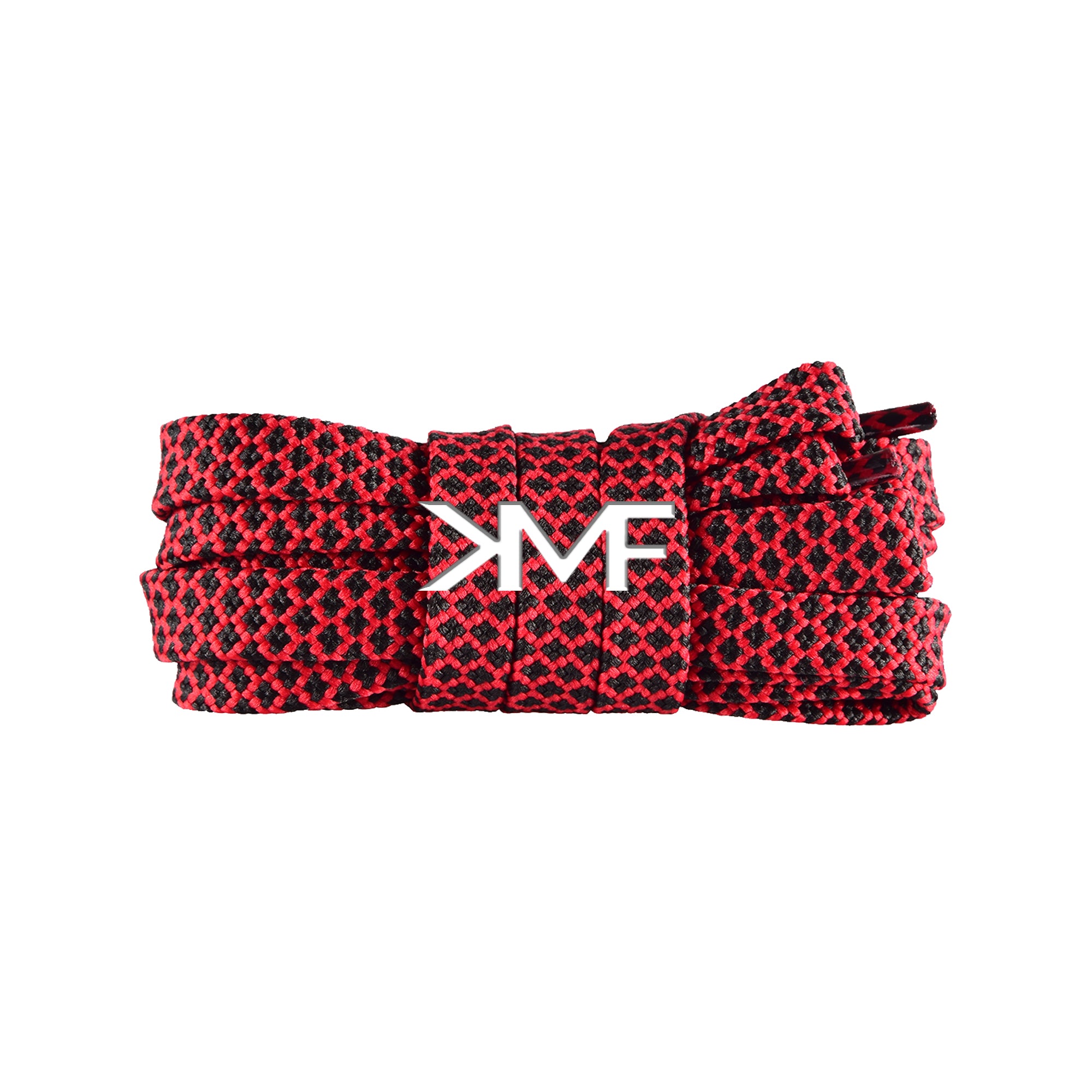 Black & Red Honeycomb Flat Shoelaces