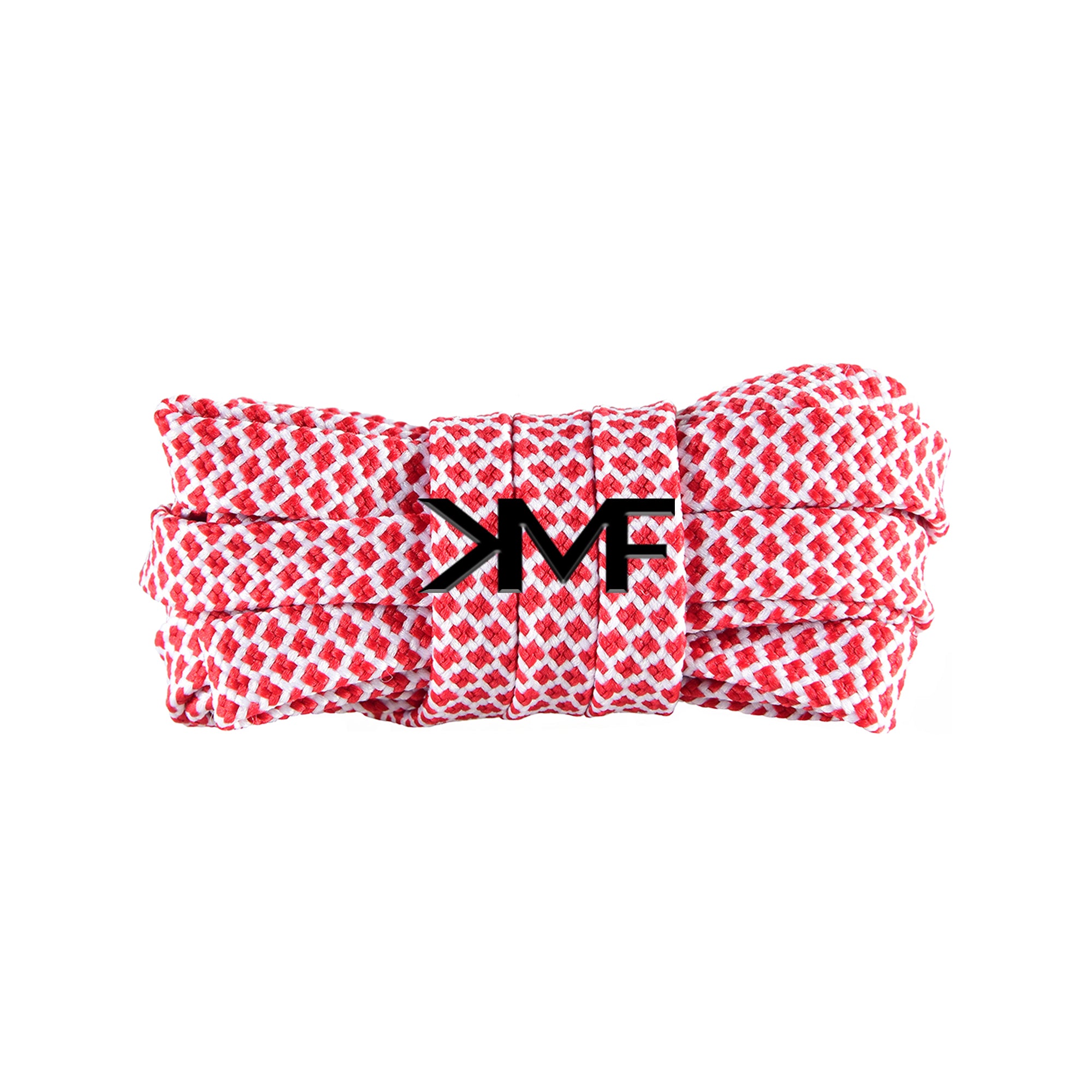 Red & White Honeycomb Flat Shoelaces