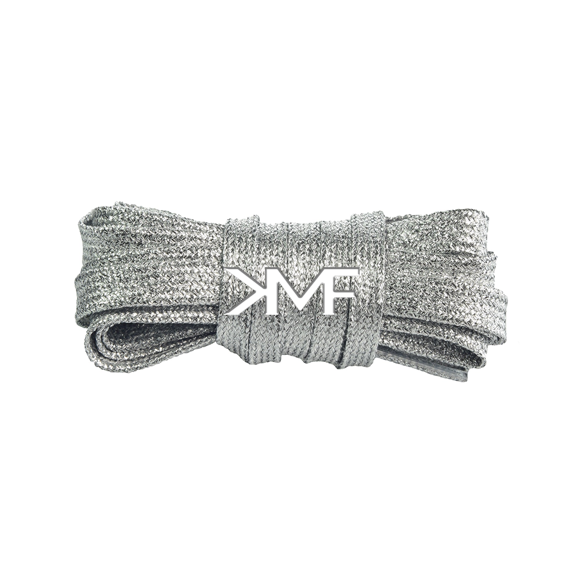 Silver Slim Glitter Flat Shoelaces