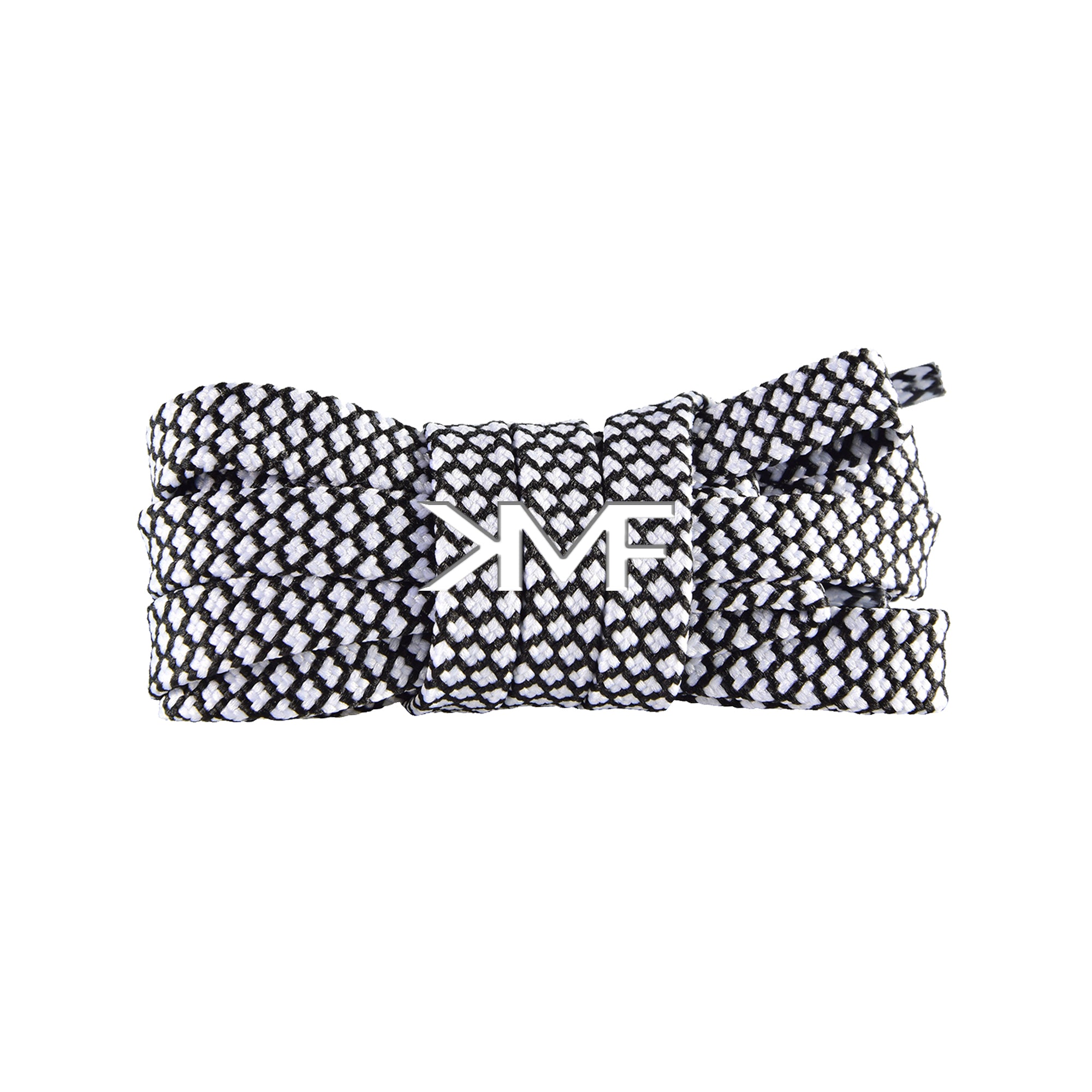 White & Black Honeycomb Flat Shoelaces