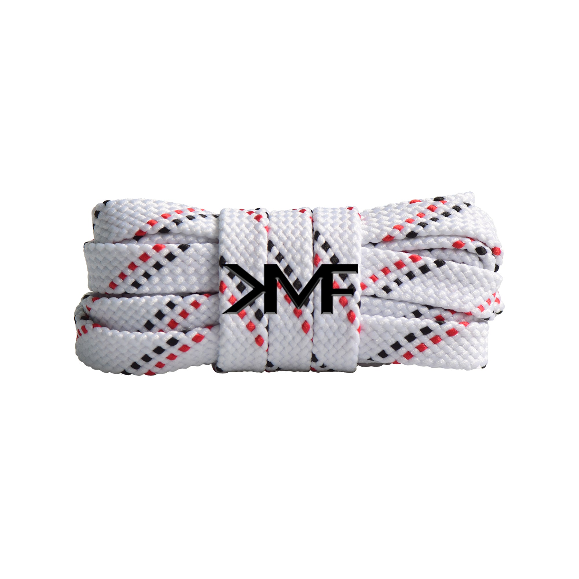 White , Black & Red Premium Pattern Flat Shoelaces