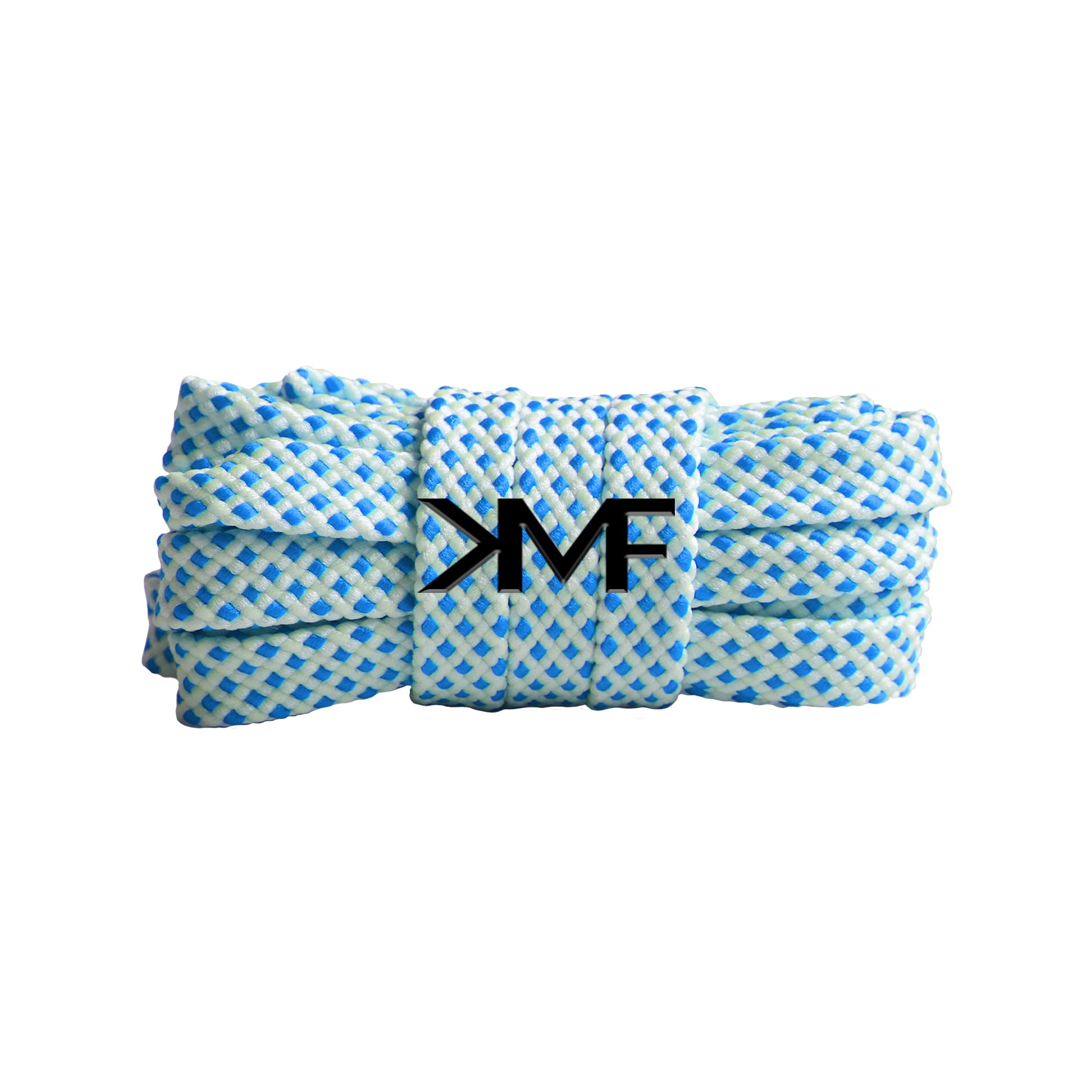 White & Blue Premium Dot Flat Shoelaces
