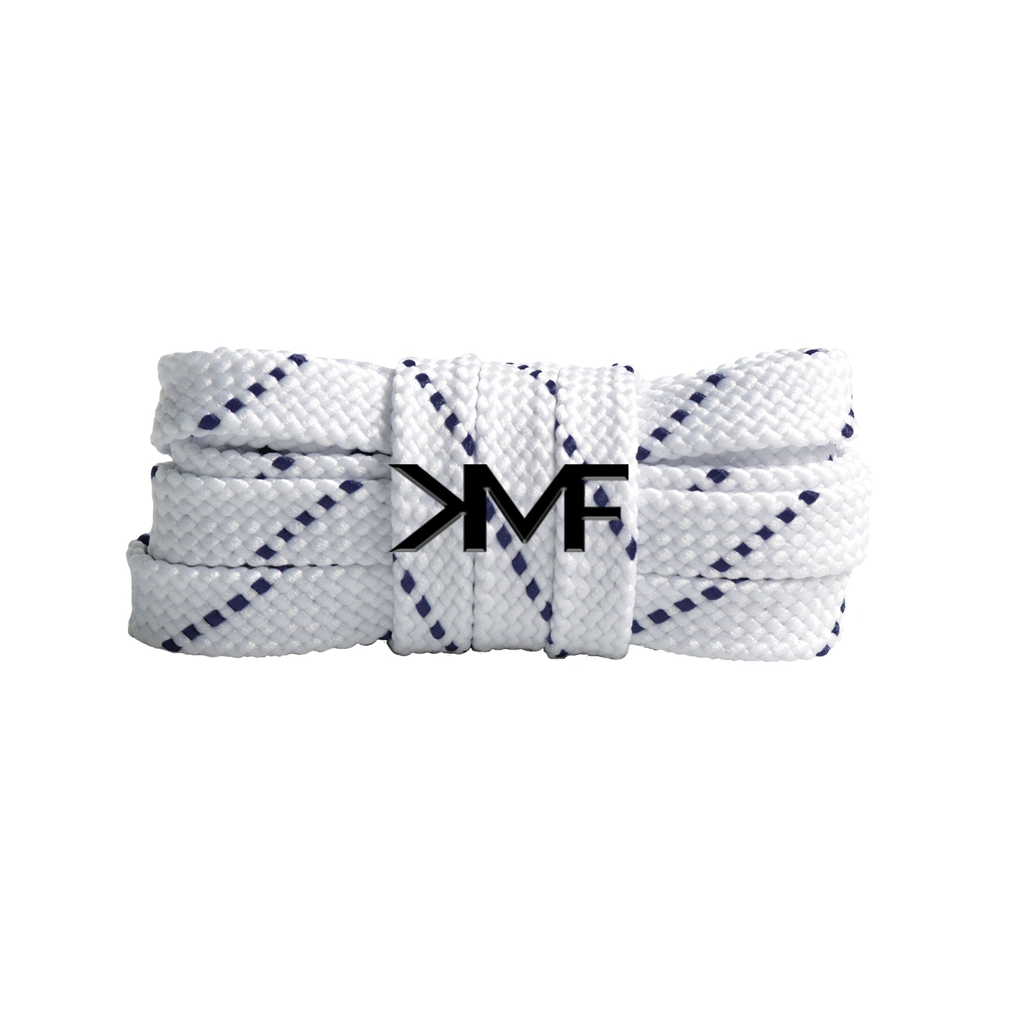White & Blue Premium Pattern Flat Shoelaces