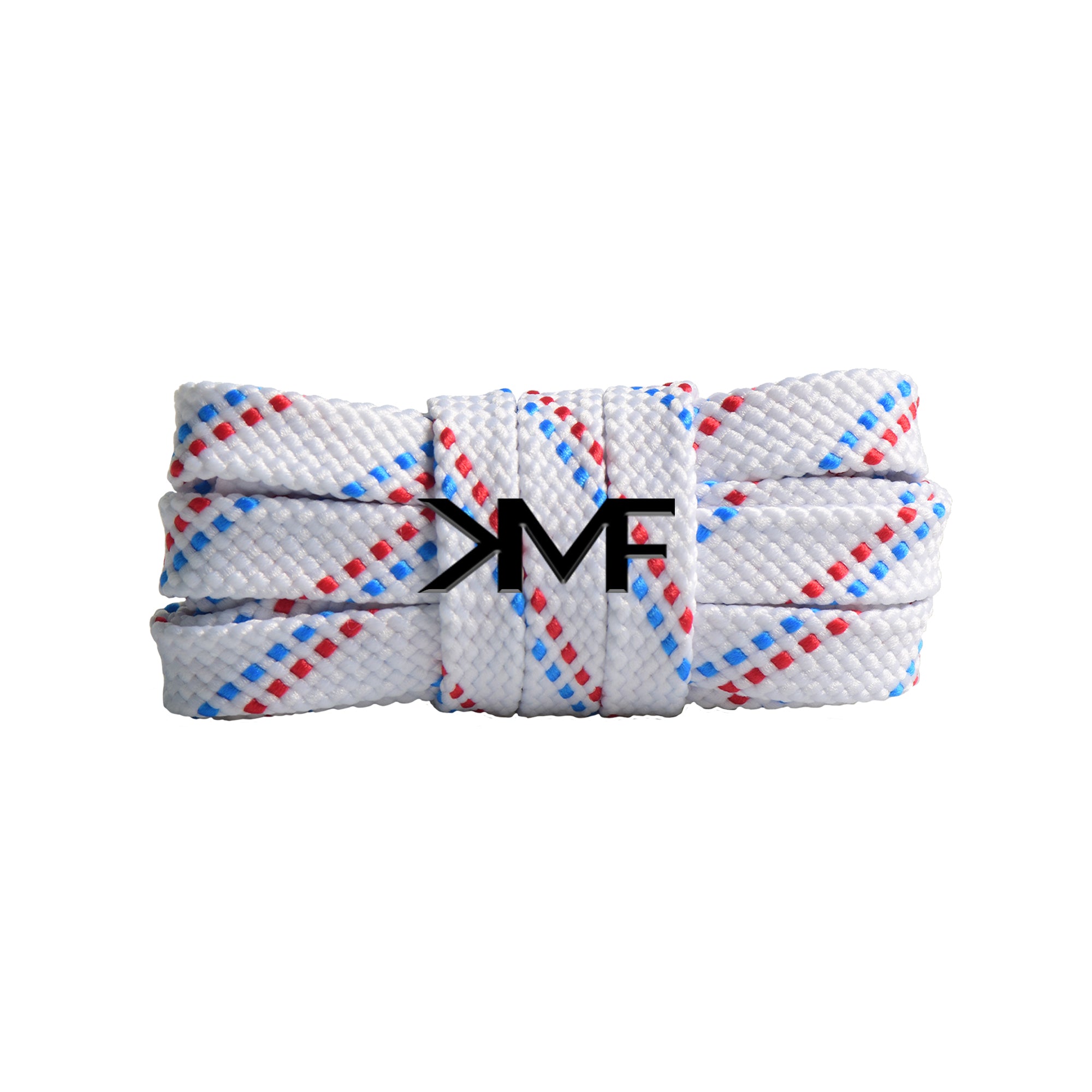 White , Strobe & Red Premium Pattern Flat Shoelaces
