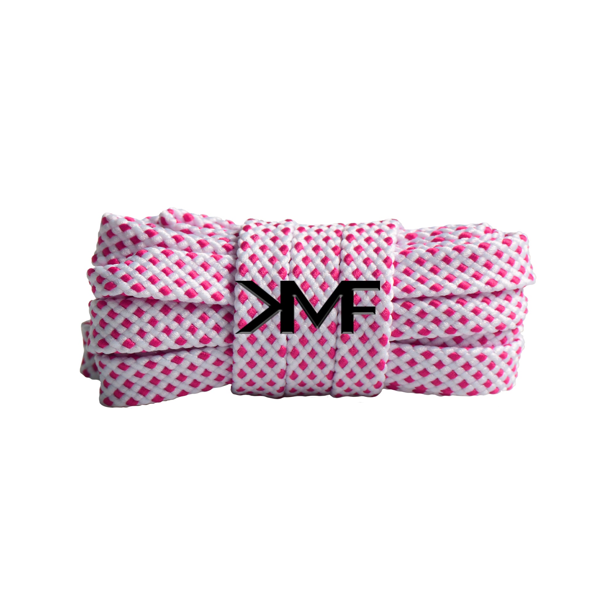 White & Pink Premium Dot Flat Shoelaces