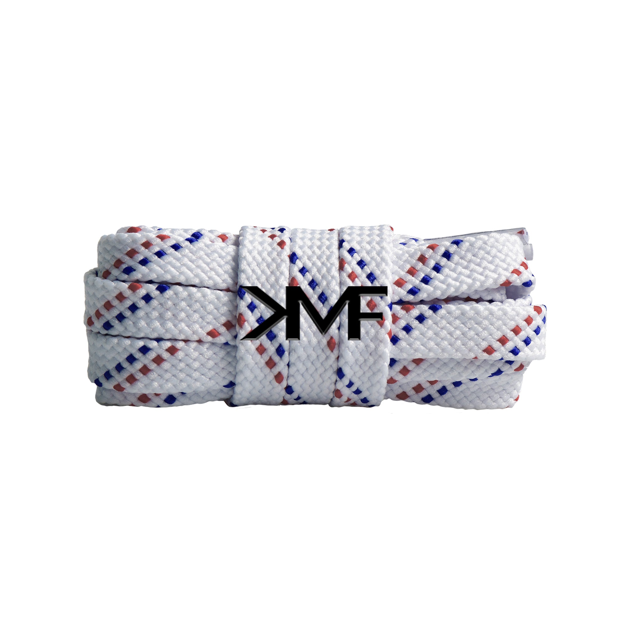 White , Red & Blue Premium Pattern Flat Shoelaces