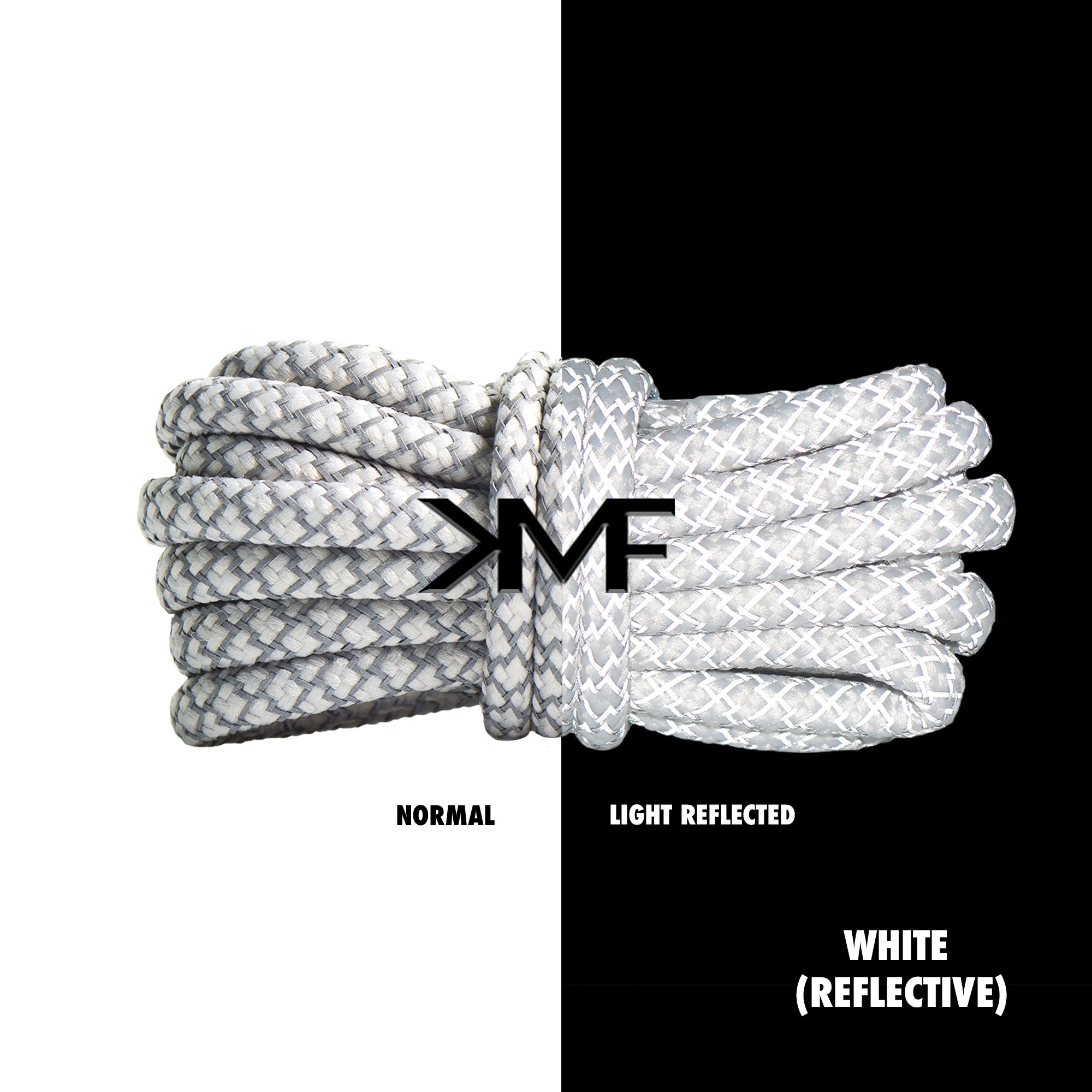 White Classic Reflective Rope Shoelaces
